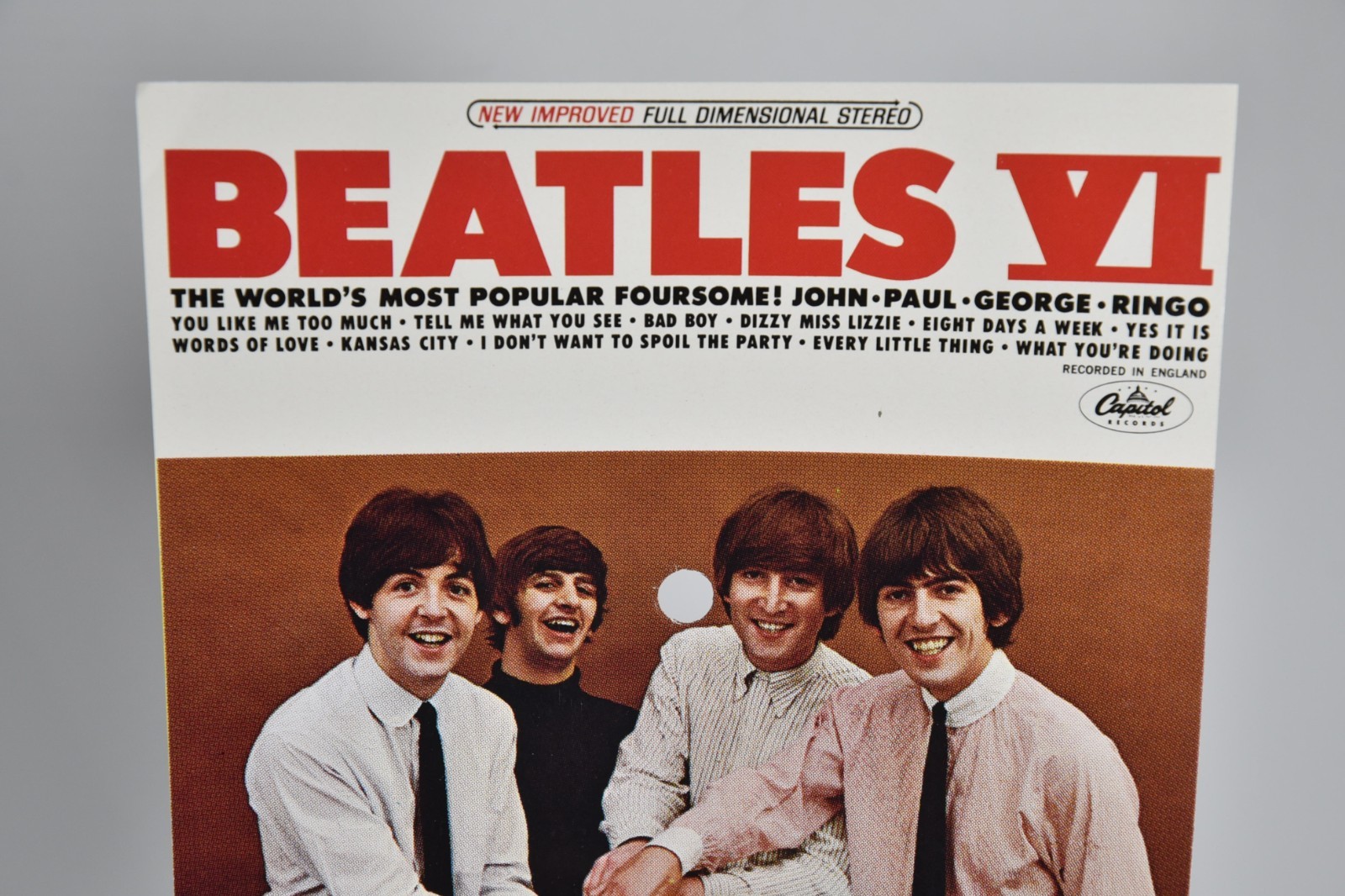Vintage The Beatles VI Album Art 6" Art Print 45 Record Paper ONLY