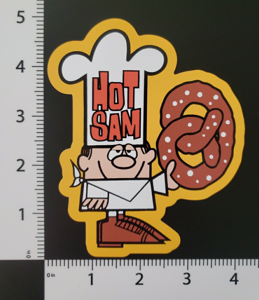 Hot Sam Pretzels 5" Reproduction Novelty Sticker 2 Pack / Pretzel Stickers (2x)