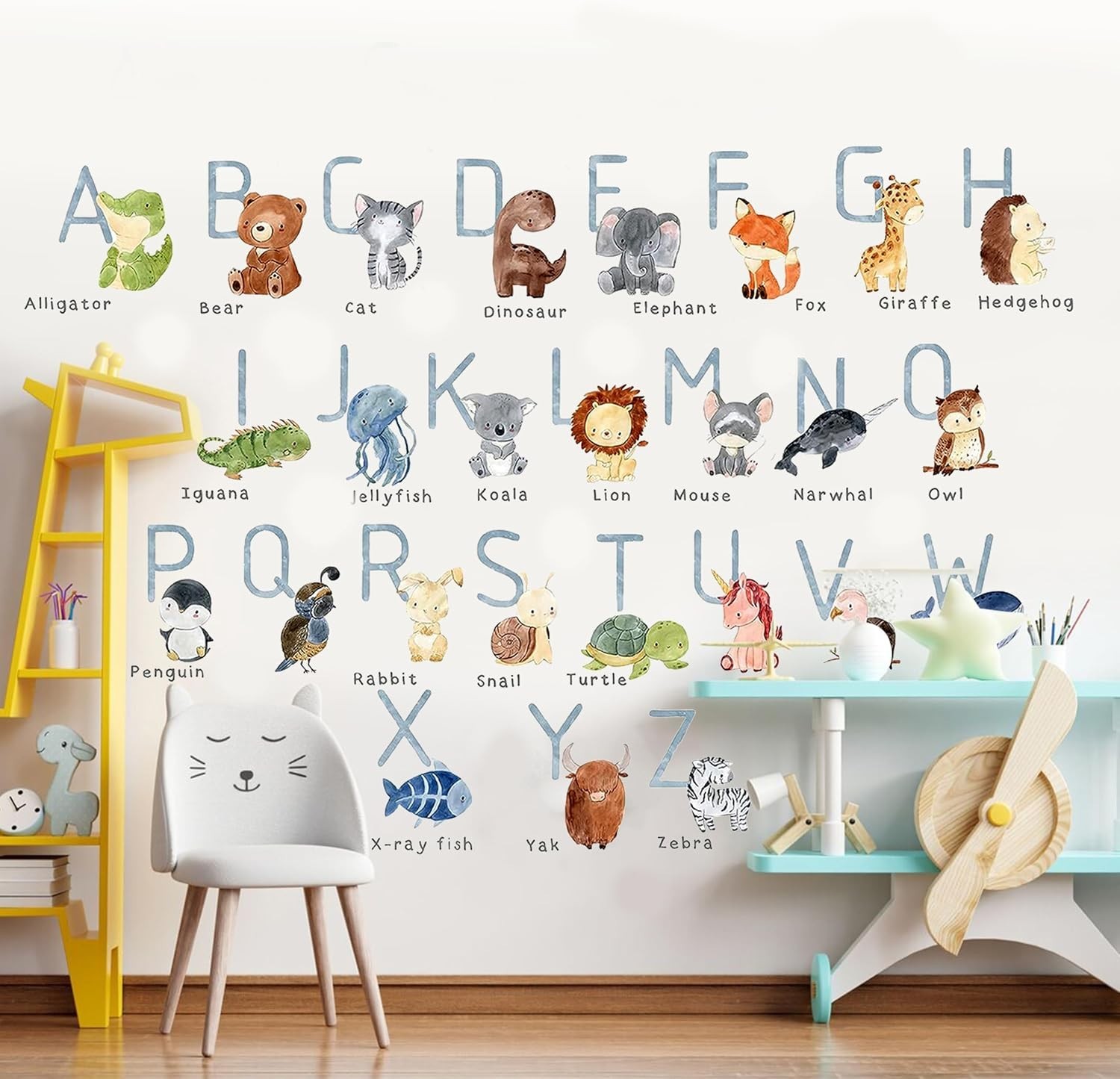 Alphabet Wall Decals for Kids Nursery Playroom Classroom Animal Letters