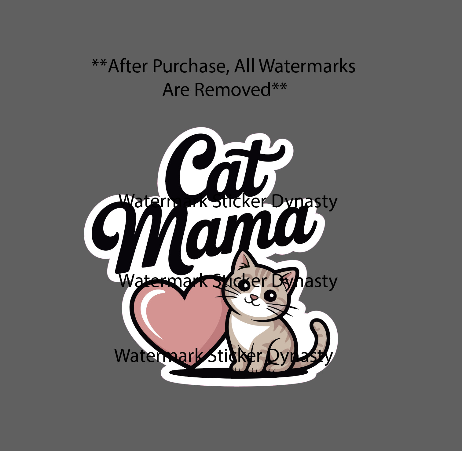 Cat Mama Sticker Waterproof Decal Heart Love Pet Family Friend Mom Gift NEW
