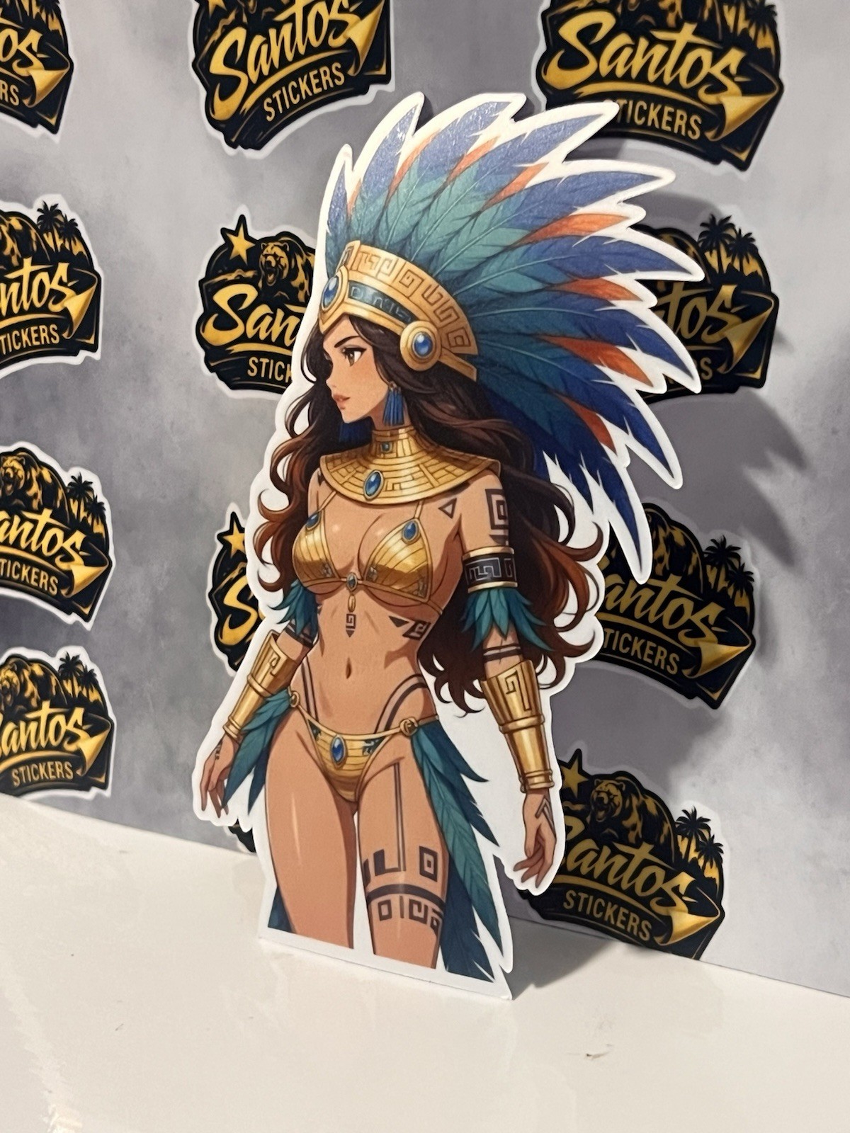 Aztec Warrior girl vinyl sticker, vinyl sticker Mexico sticker