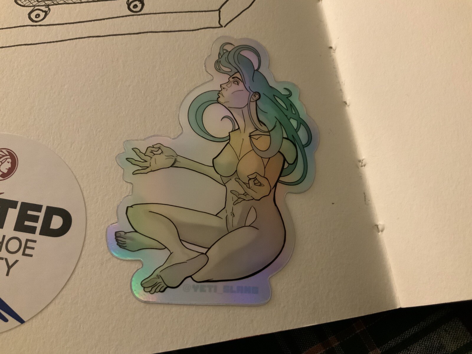 Meditate 3” Holographic￼ Vinyl Sticker Johnny Larson Street Art Mind Zen Spirit