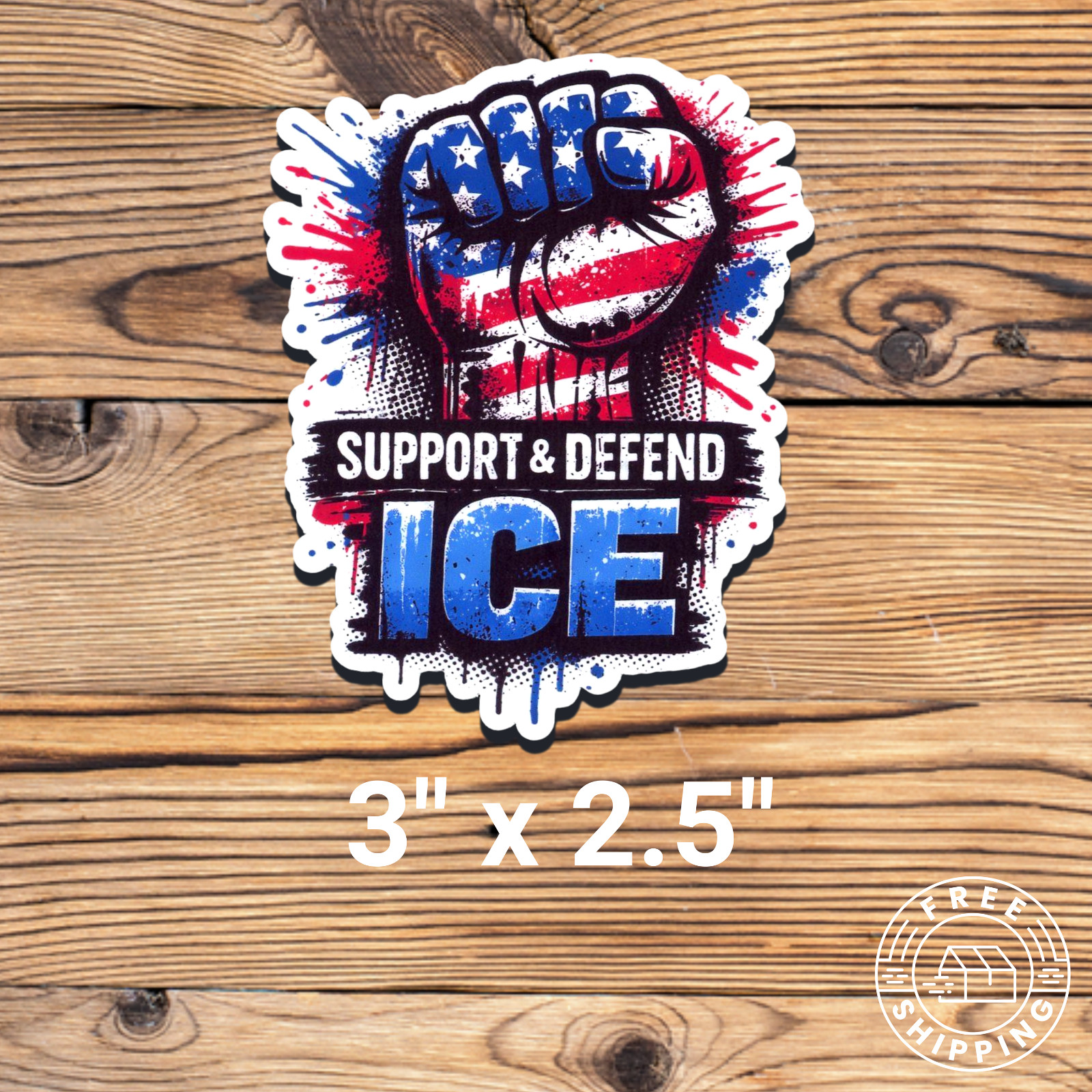 Support & Defend Ice USA AMERICA Fist Sticker