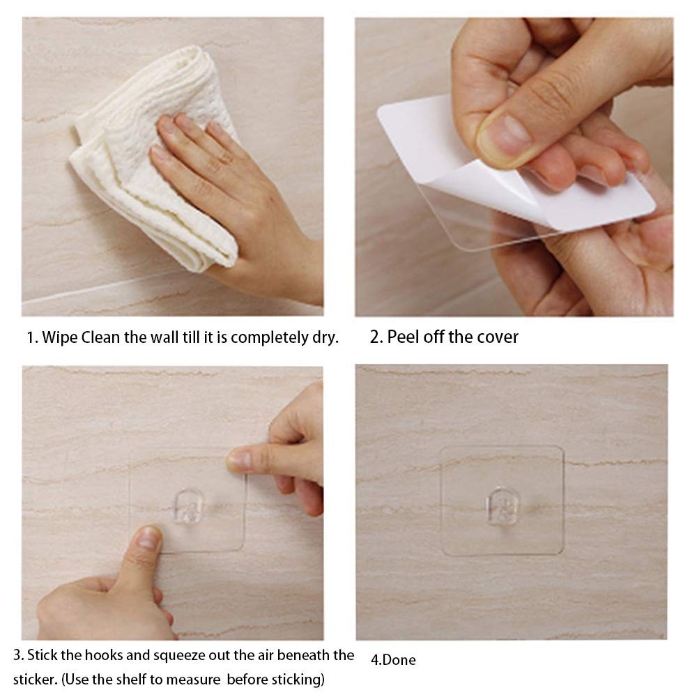 Hawsam 8PCS Clear Adhesive Sticky Wall Hooks,No Drilling Strong Waterproof St…