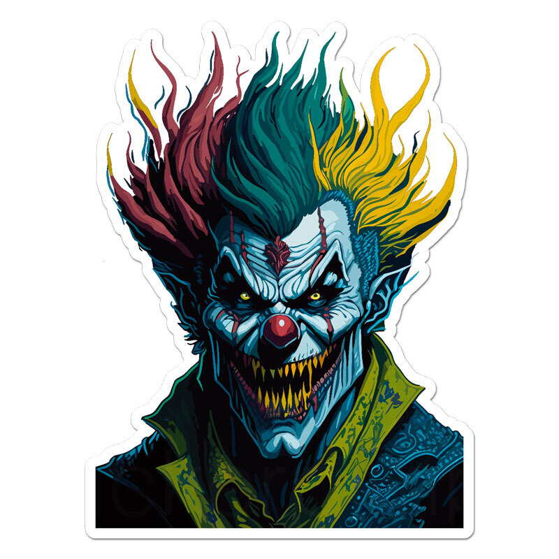 Scary Monster Clown, Vinyl Decal Sticker, Indoor Outdoor, 3 Sizes, #11613