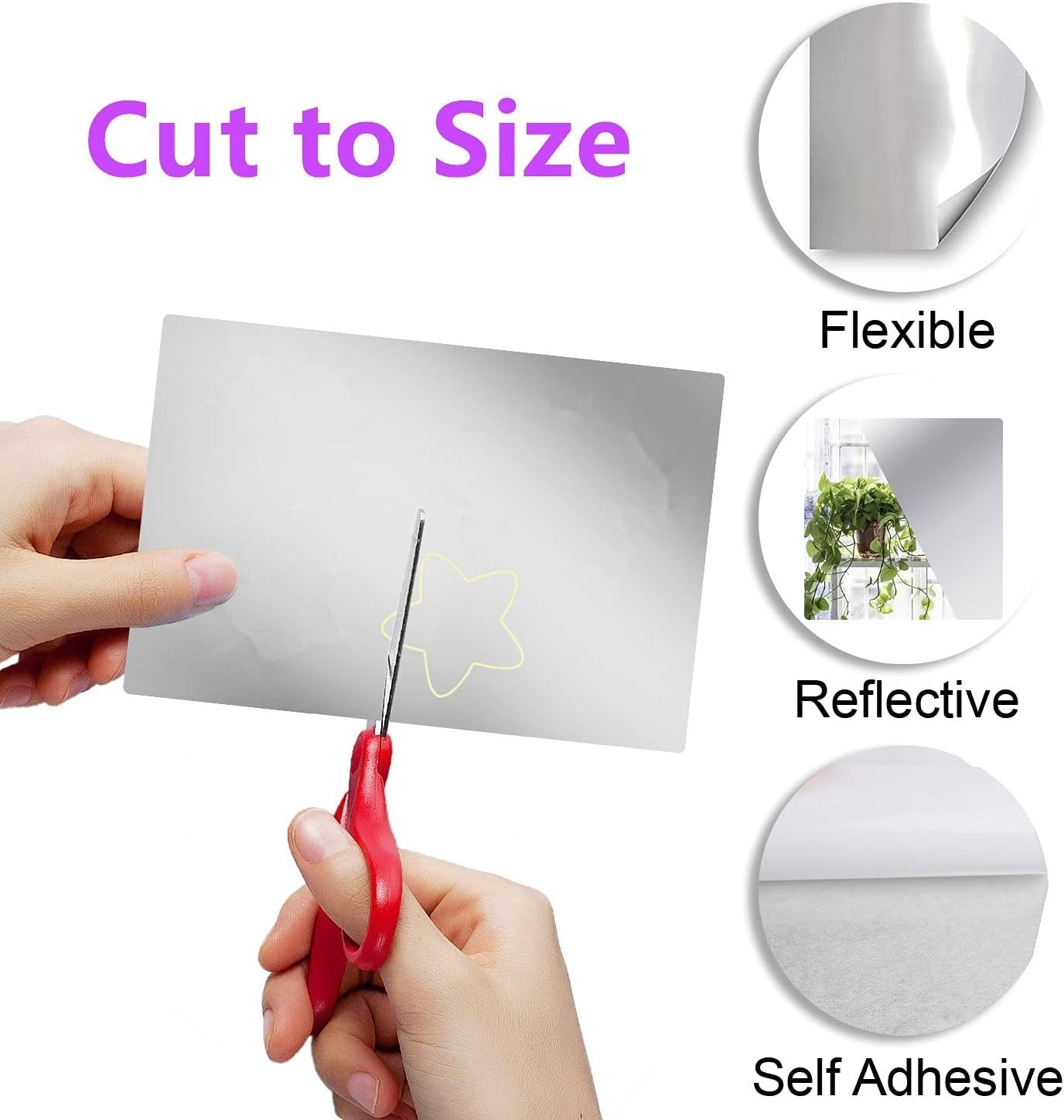 4 Pieces Flexible Cut to Size Mirror Sheet 6" x 9", Self Adhesive Non Glass M…