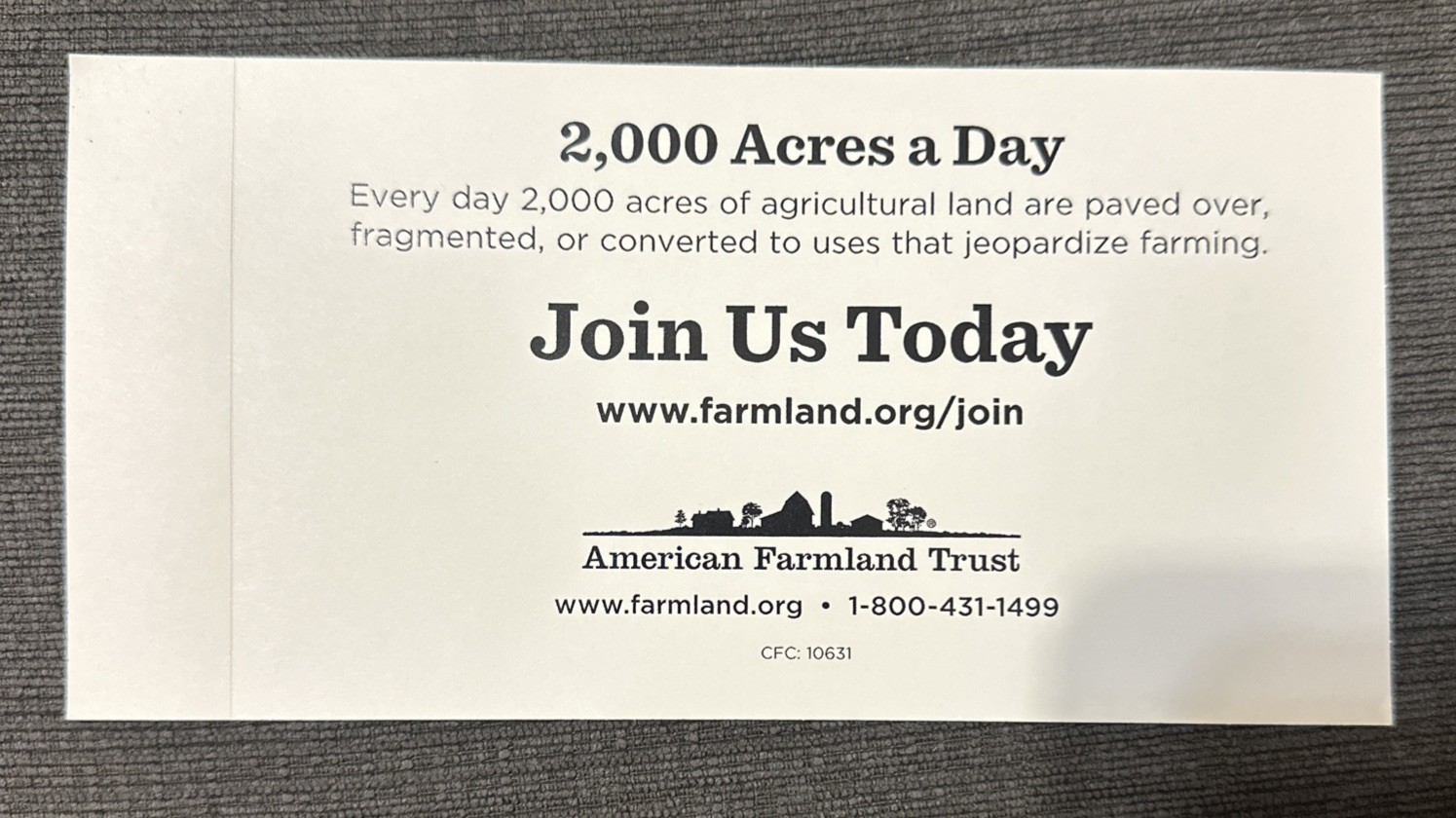 1 NEW No Farms No Food Bumper Sticker American Farmland Trust Supporter Decal