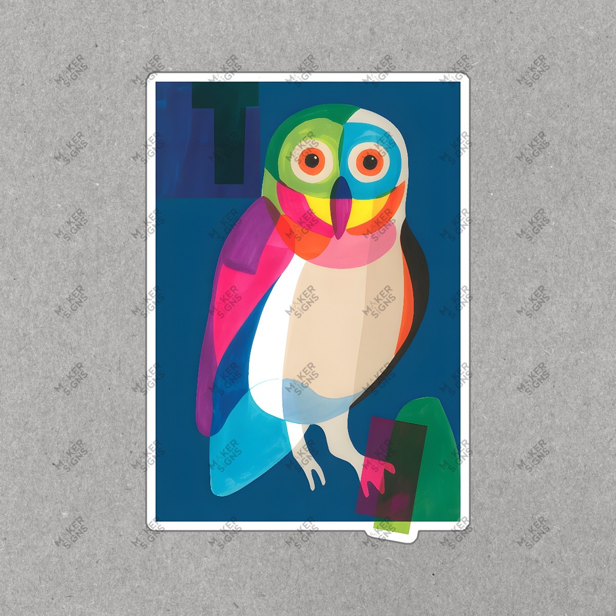 Vibrant Geometric Owl Art Print Modern Pop Art Decor for Home & #8264