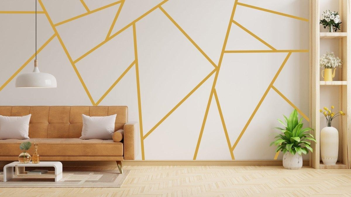 Geometric Wall Stickers, Elegant Gold Decal Design, Modern Wall Art