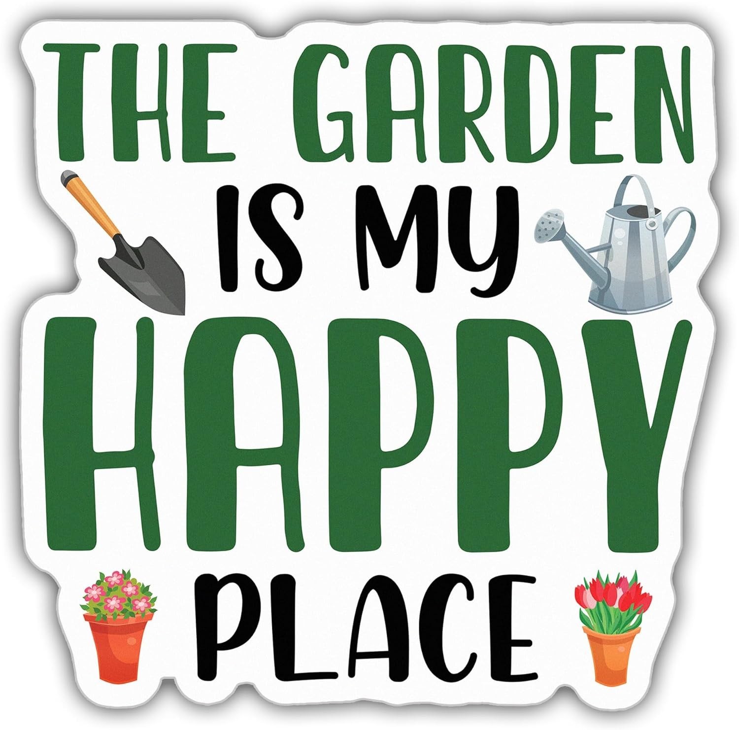Plant Sticker The Garden is My Happy Place Plant Pot Botanical Gardener Gift 5"