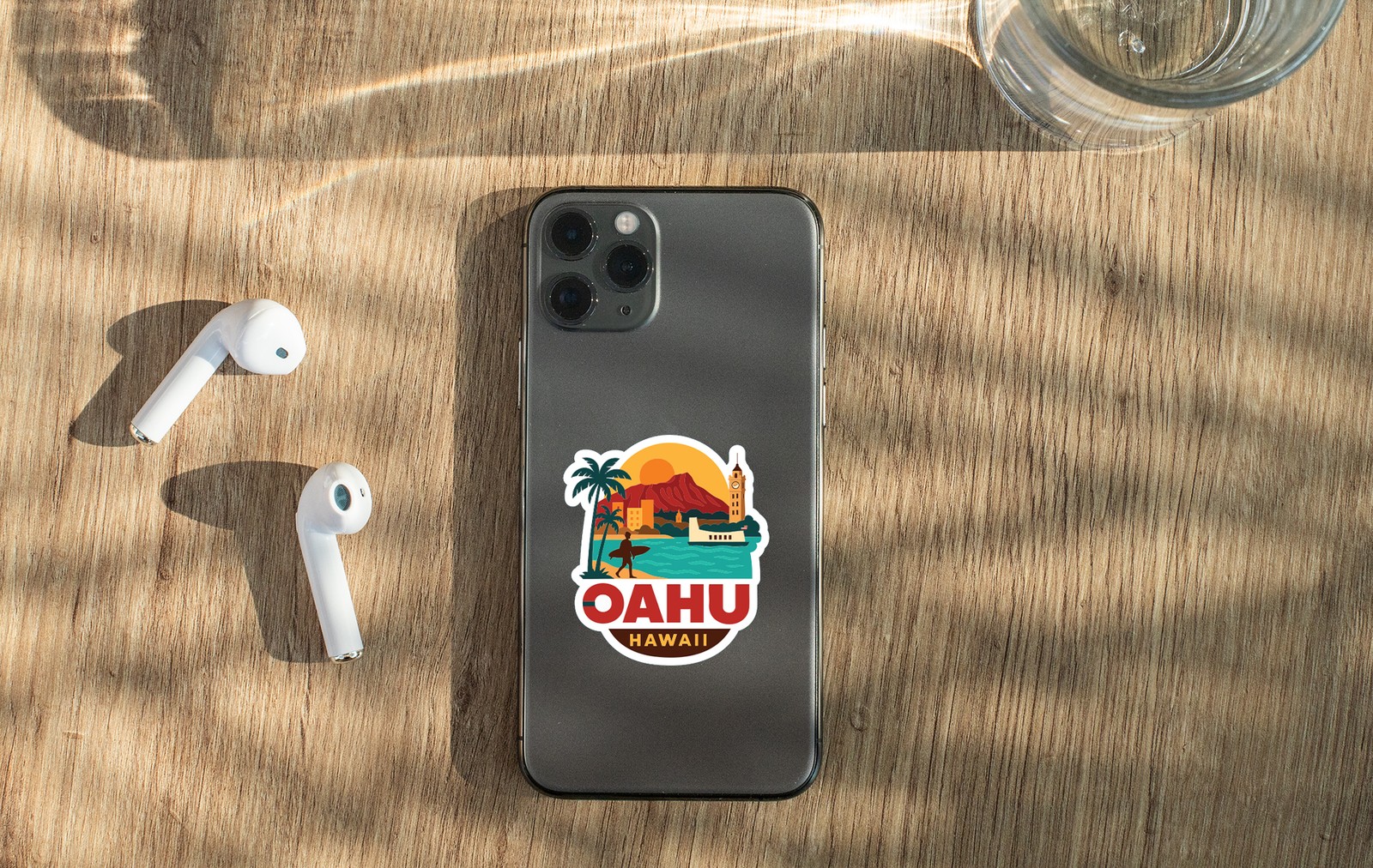 Oahu Hawaii Sticker Decal Vinyl Die-Cut City Skyline Landmark Design