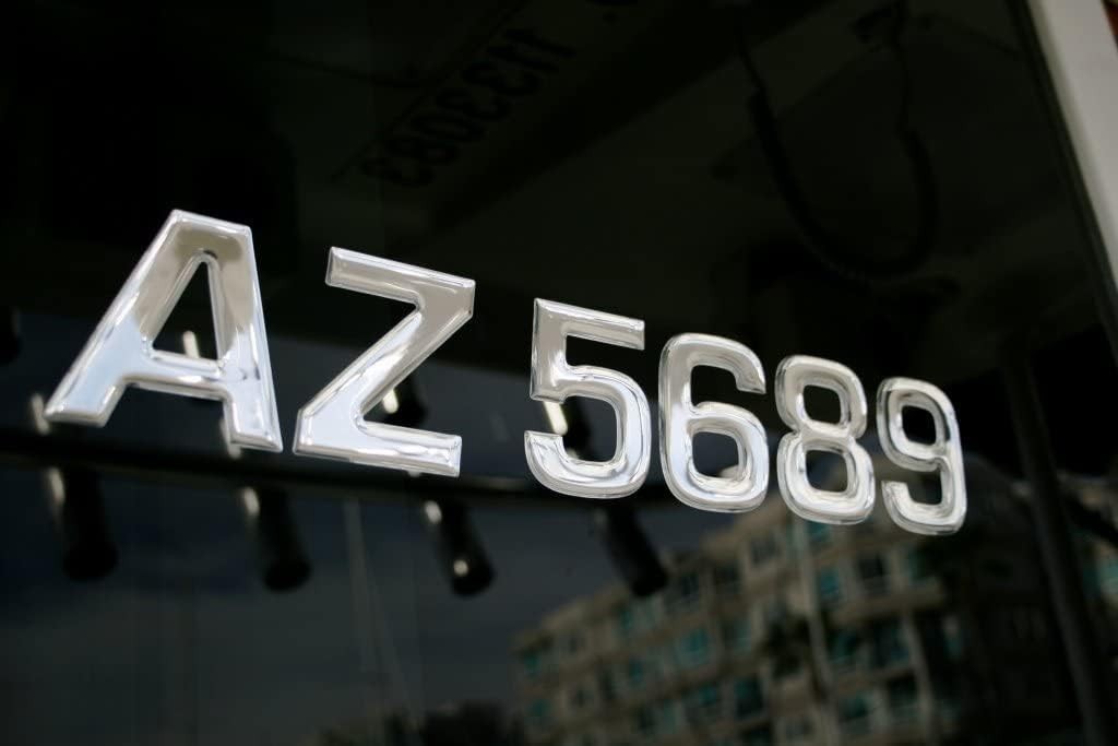 Premium Boat Registration Numbers 3” – Raised 3D Domed Marine Decals Chrome