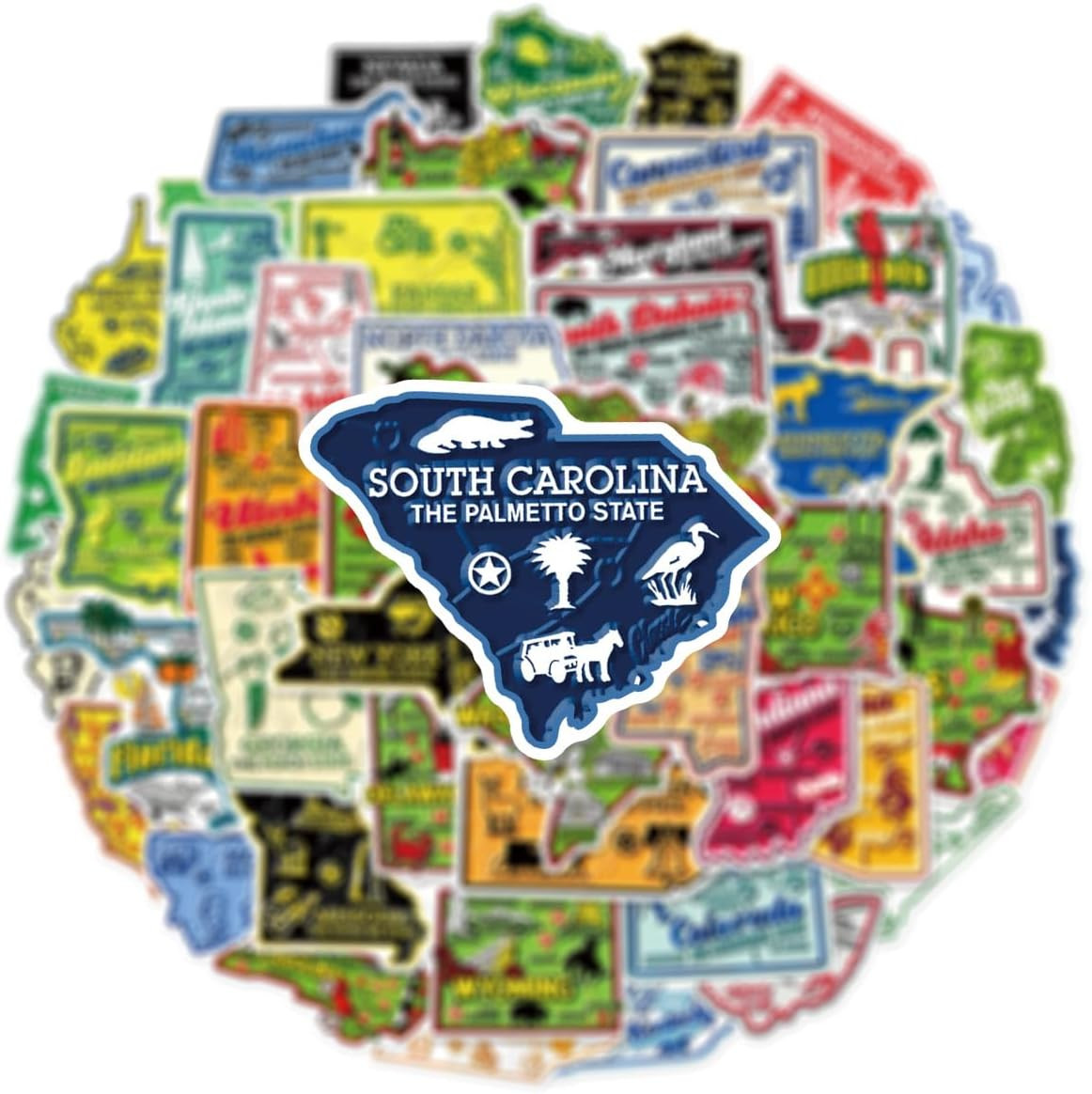 50Pcs United States Map Stickers – Waterproof Vinyl Removable No Residue Sticker