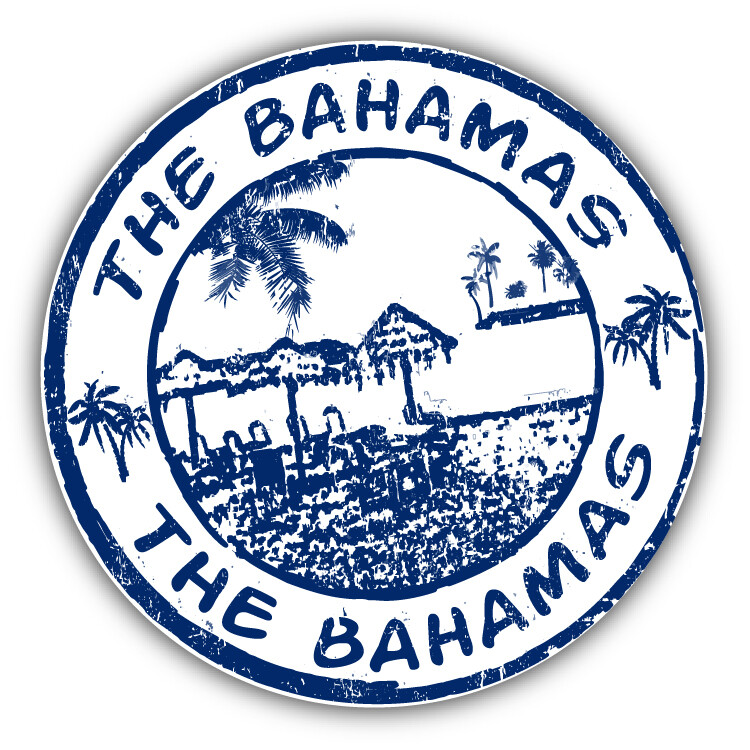 Bahamas Beach Grunge Travel Stamp Car Bumper Sticker Decal