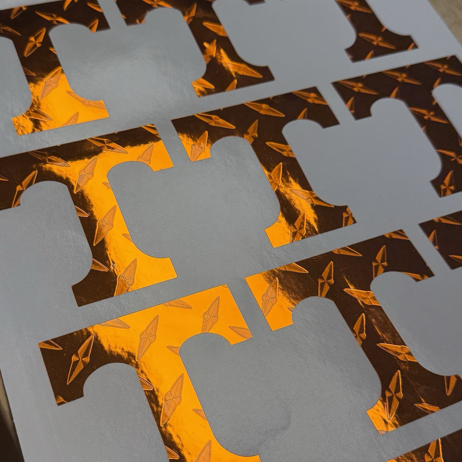 Tennessee Vinyl Sticker, Orange Diamond Plate Metallic Vinyl Decal, 3.5 Inch T