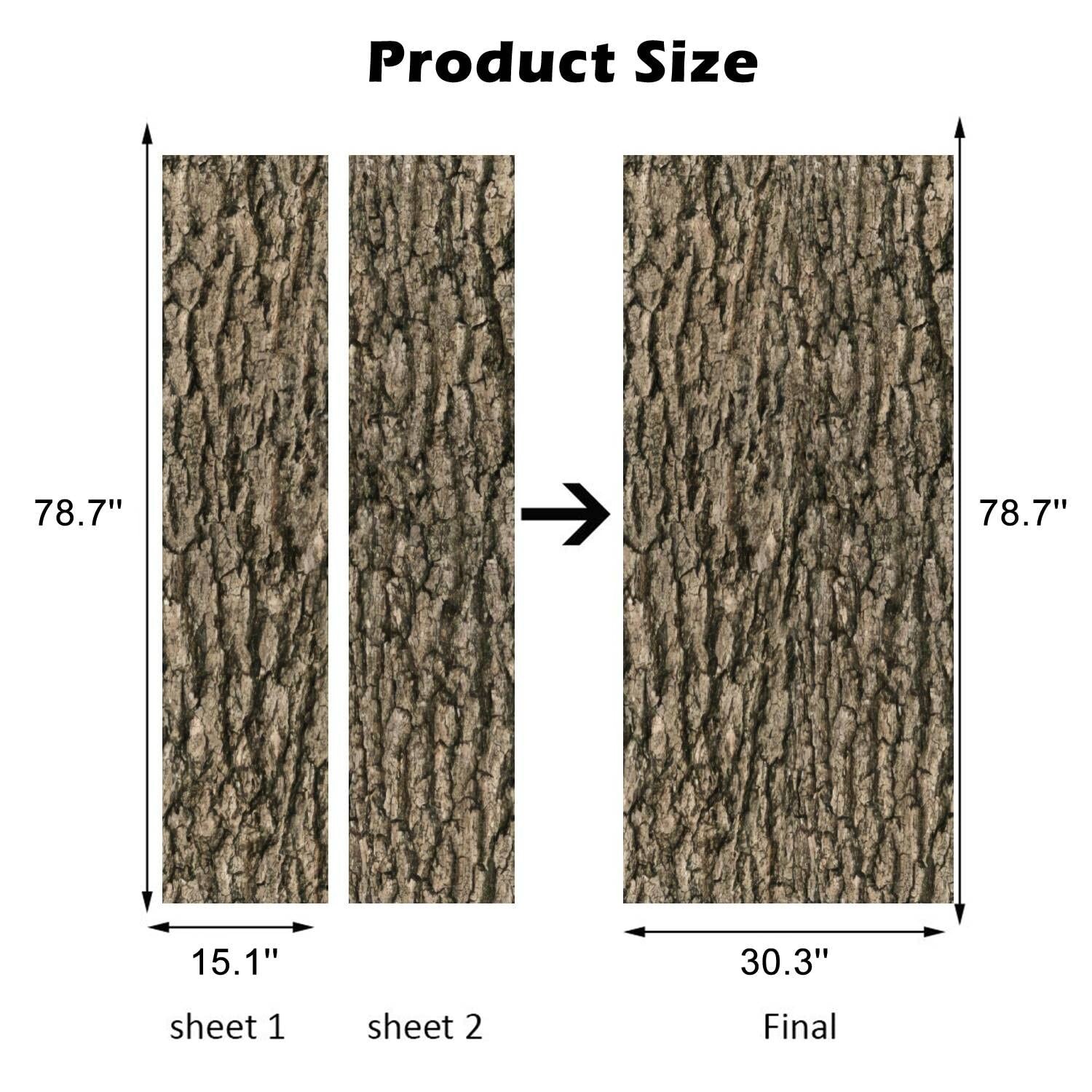 3D Door Decal Seamless bark Tree Texture Door Sticker Poster Self-Adhesive Re…