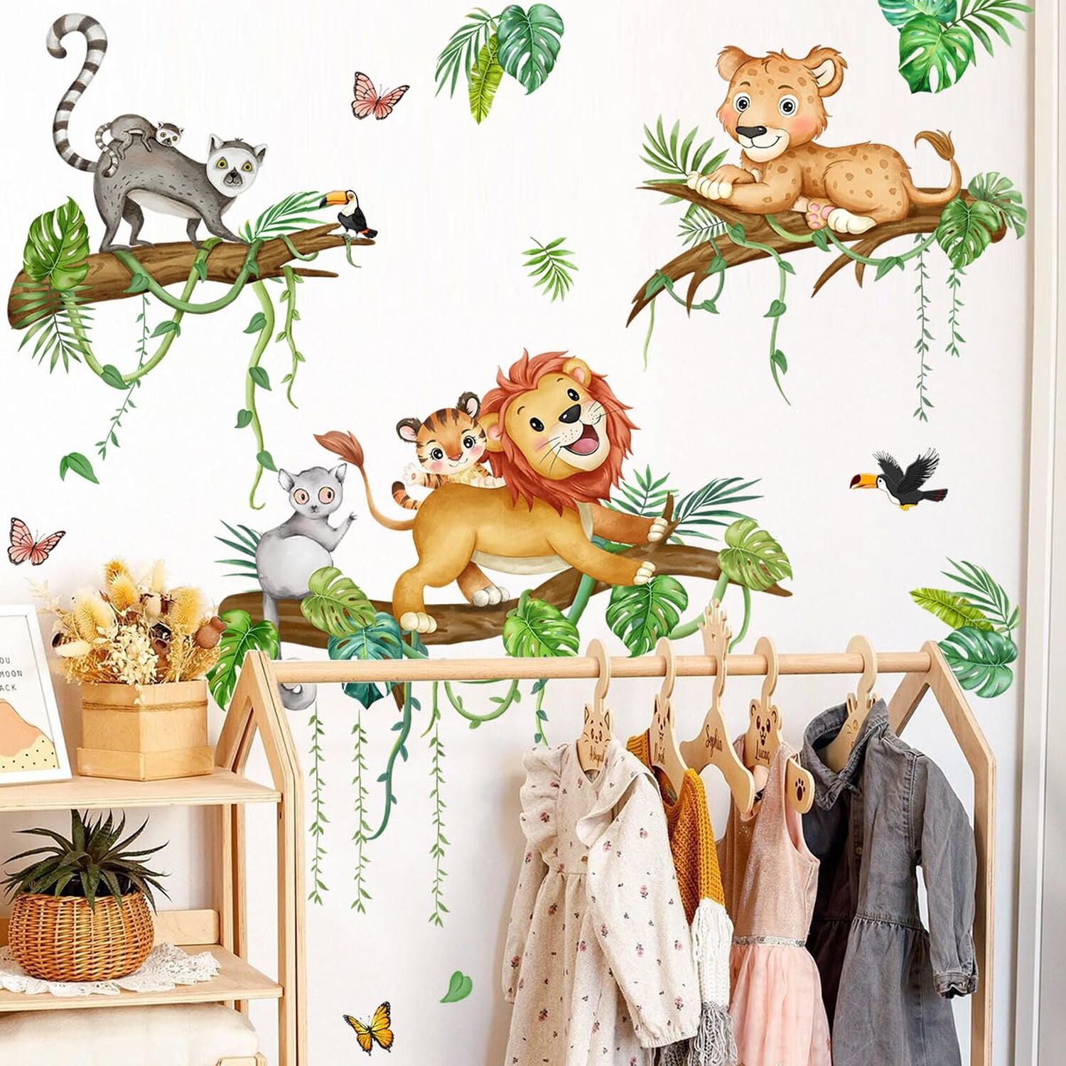 Jungle Animals Wall Stickers Safari Animals on The Tree Branches Wall Decals …