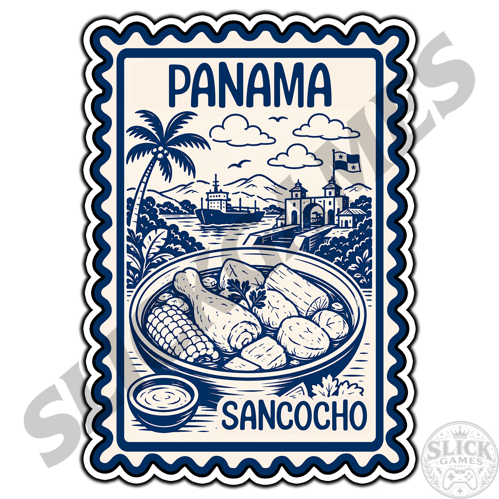 Panama Sancocho Travel Postage Stamp Sticker #1 Waterproof Vinyl Decal Die-Cut