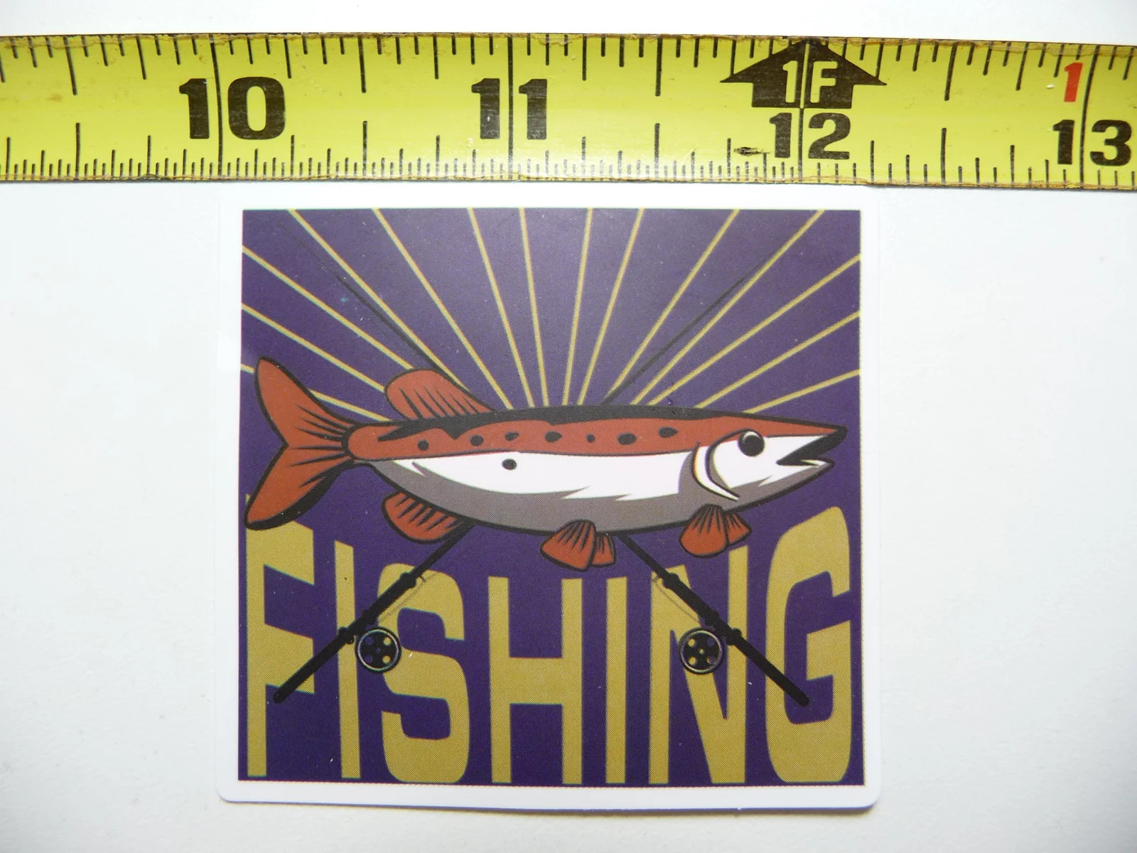 FUN FISHING FISH ROD REEL SUNBURST SMALL STICKER DECAL OUTDOORS BOATING