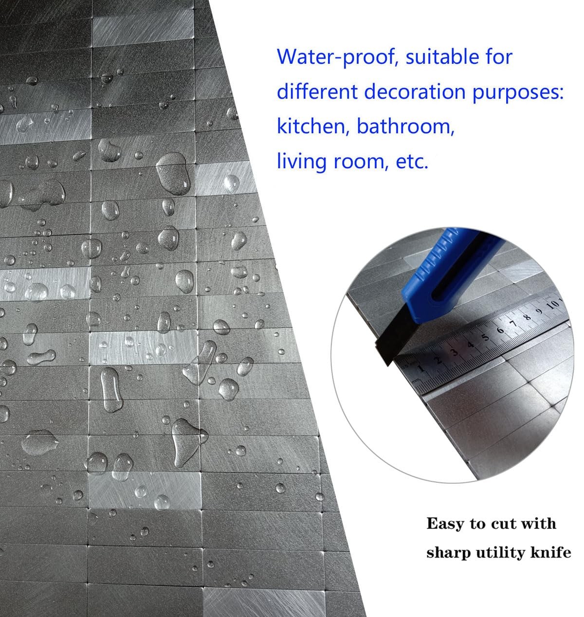 Peel and Stick Tile Backsplash Self- Adhesive Wall Tiles Aluminum Mosaic Stic…