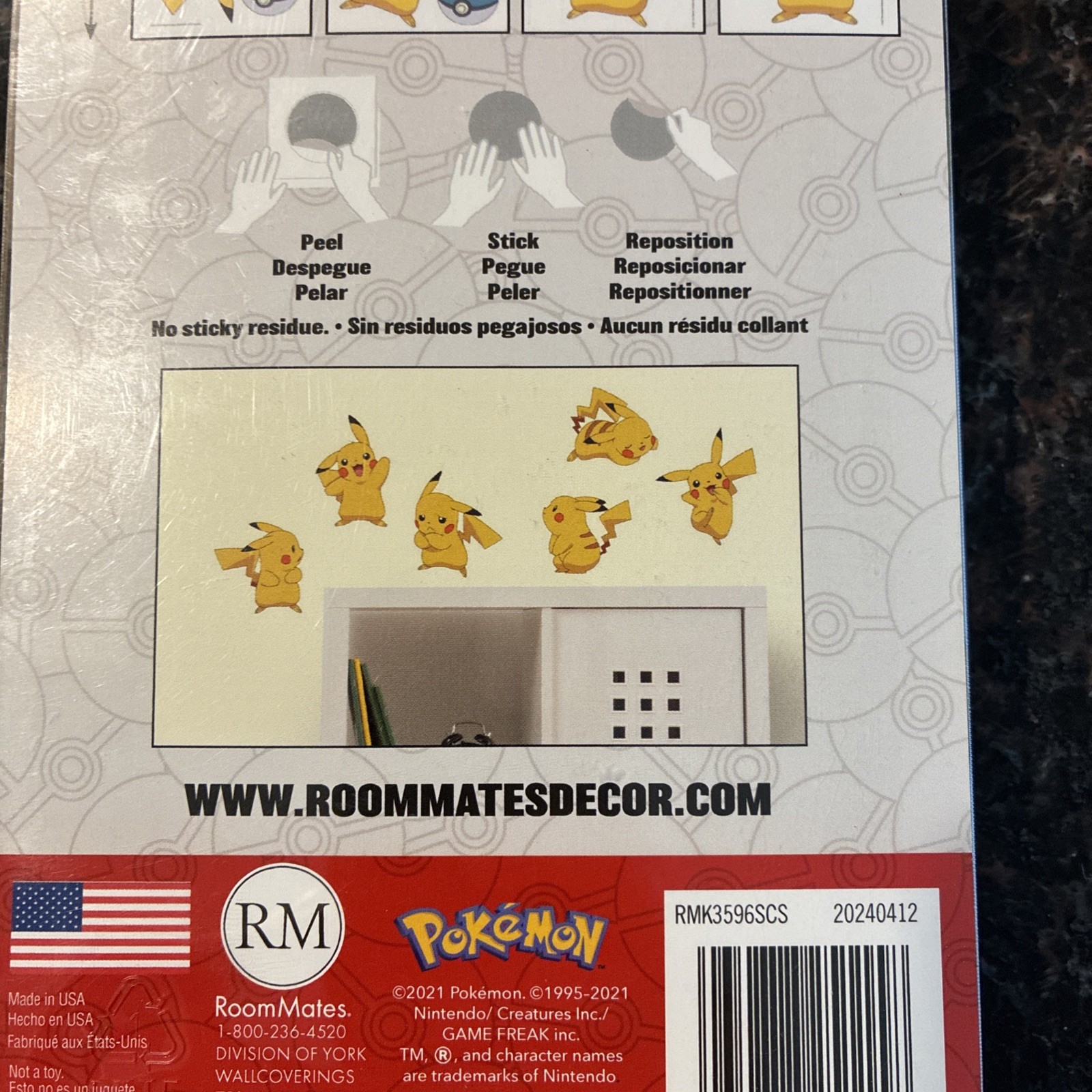 12pc Pokemon PIKACHU Removable & Repositionable Wall Decals! *New *Fast Shipping