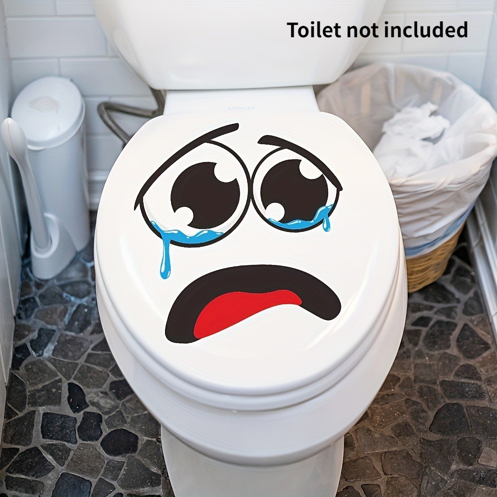 Lightweight Adaptable Compact Funny Crying Face Toilet Sticker for Bathroom Home