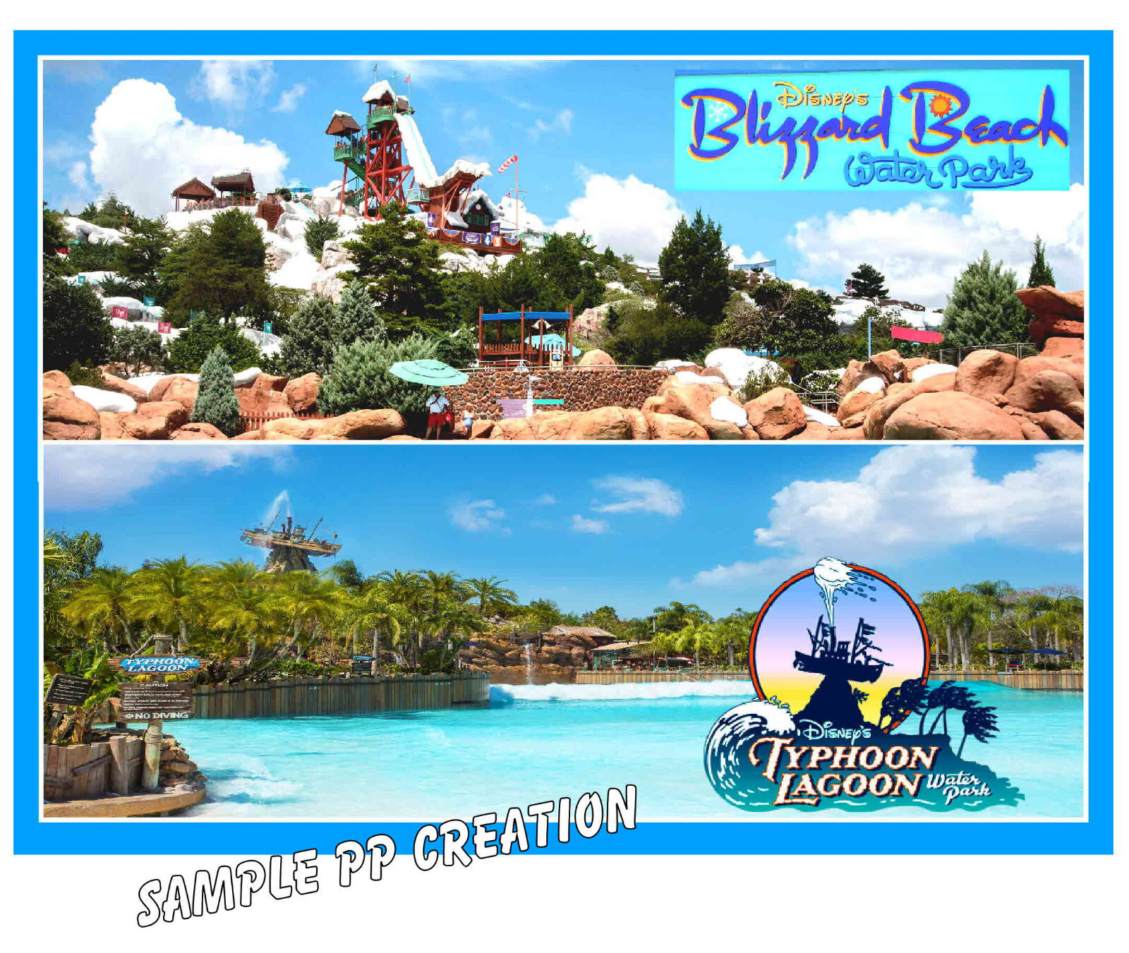 DISNEY WATER PARKS TYPHOON LAGOON BLIZZARD BEACH photo MAGNET 4X3 inches TRAVEL