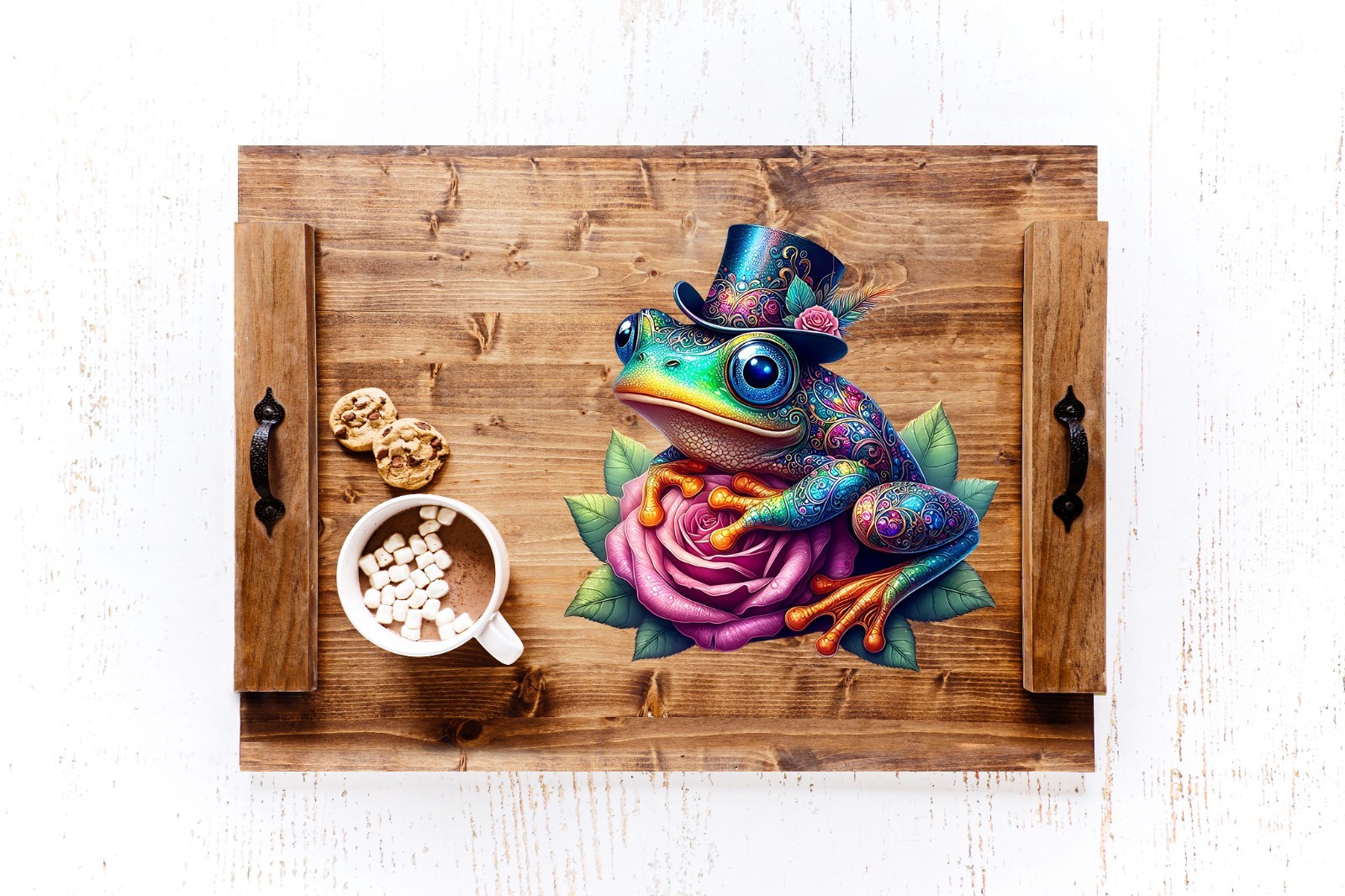 Whimsical Frog on Rose UV DTF Transparent Sticker / Decal
