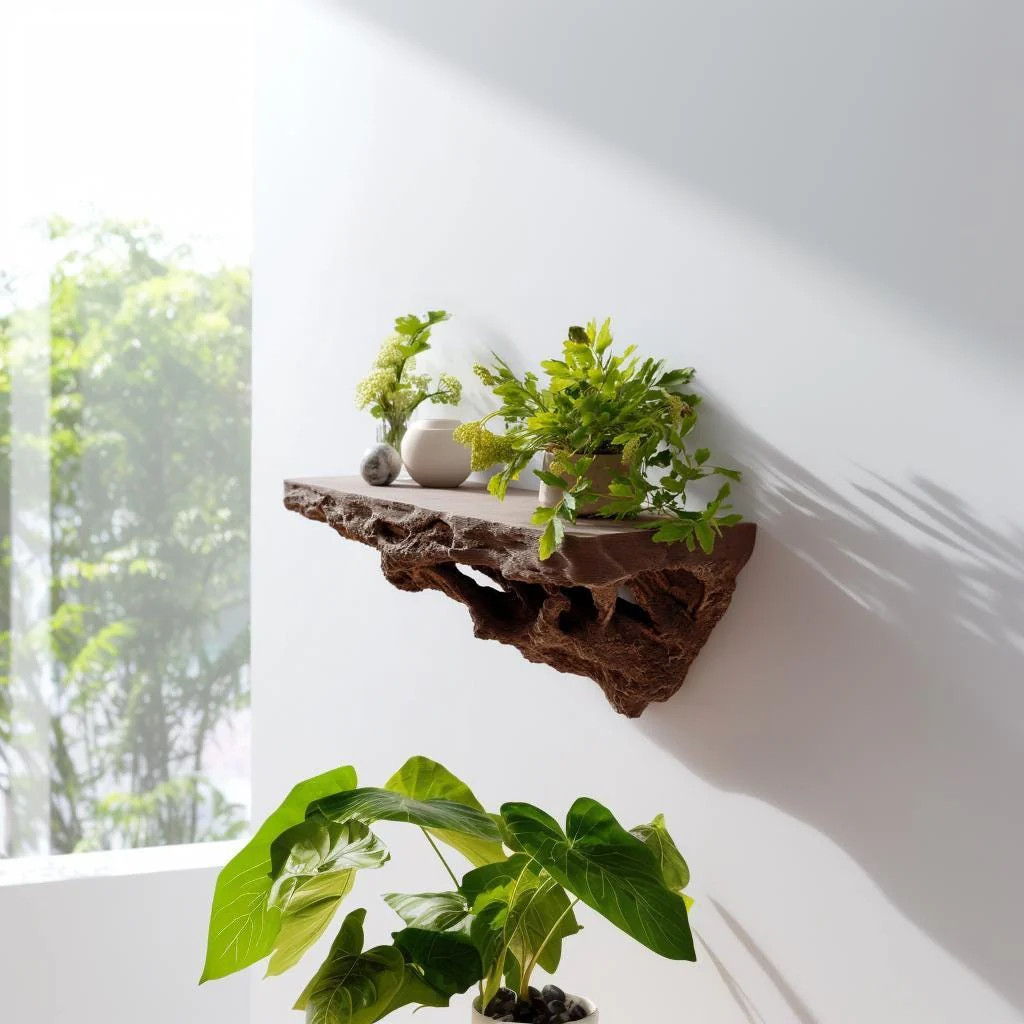 Root Inspired Floating Shelf | 3D Printed Wall Shelf Brown | Organic Wall Ledge