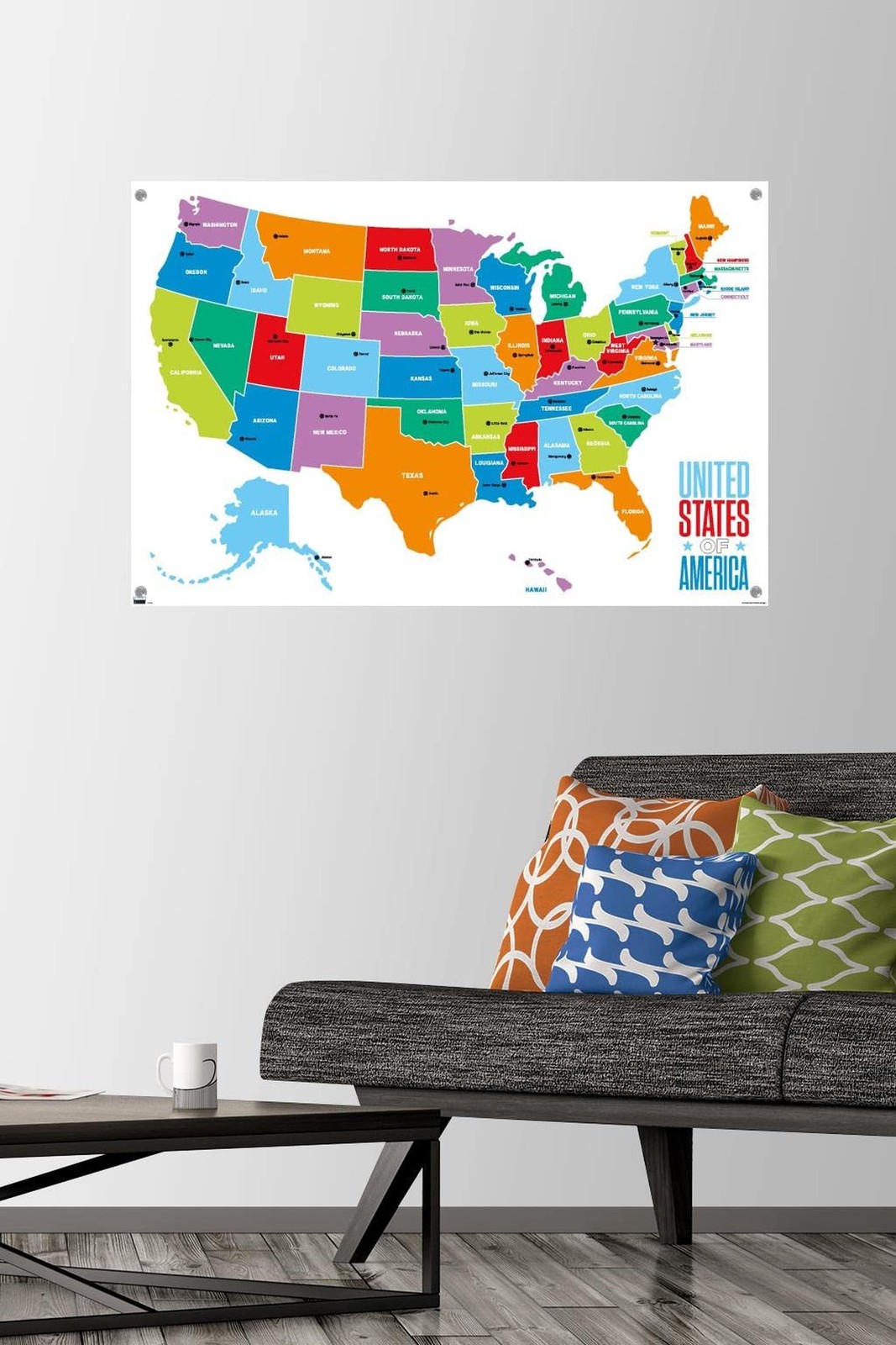 Trends International Map – United States of America 2022 Wall Poster with Pus…