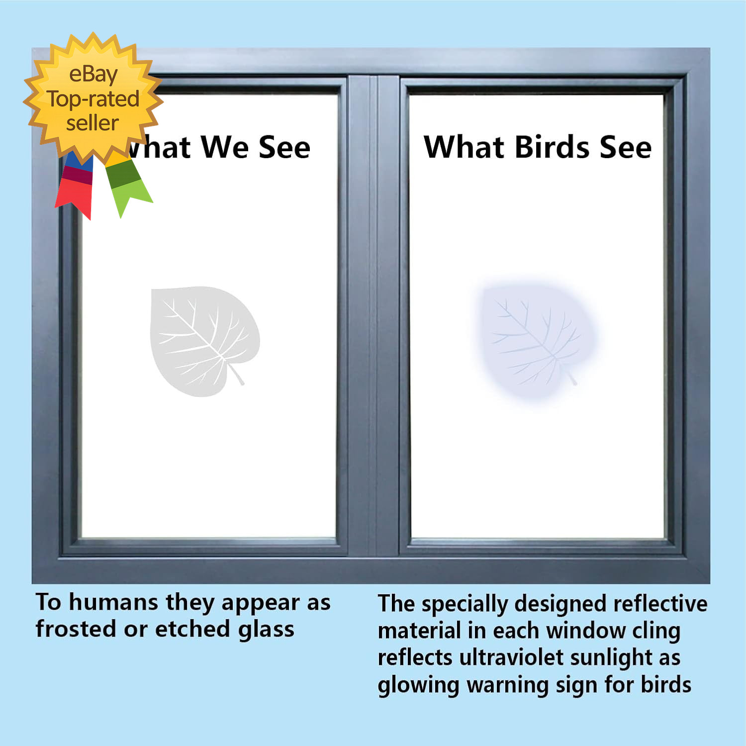 Window Decals for Bird Strikes,52 Pieces Large Leaf Shape anti Collision Window