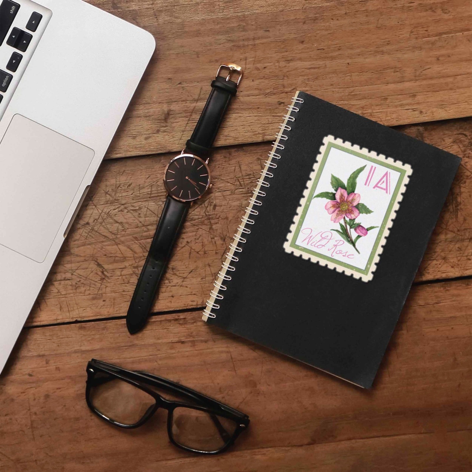 Iowa State Flower Wild Rose Sticker – IA Vintage Stamp Decal for Laptop, Thermos