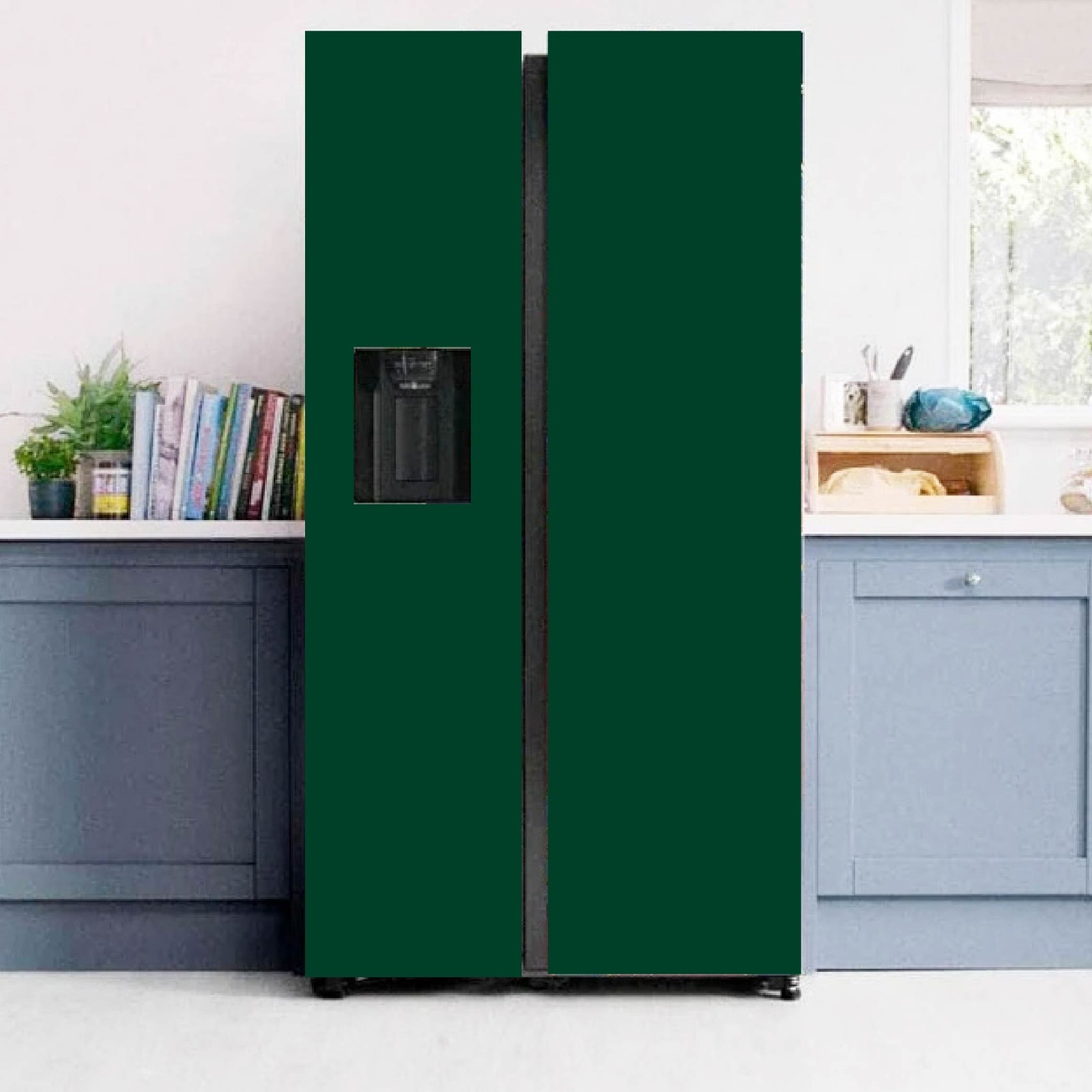 Elegant Green Solid Color Refrigerator Vinyl Skin Cover