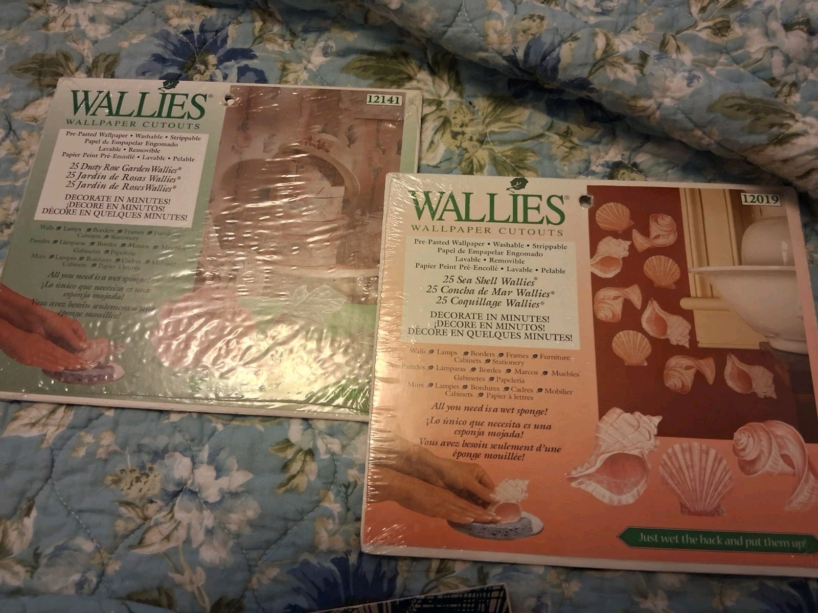 NEW Wallies Pre-Pasted Wallpaper Decal Cutouts Roses And Shells