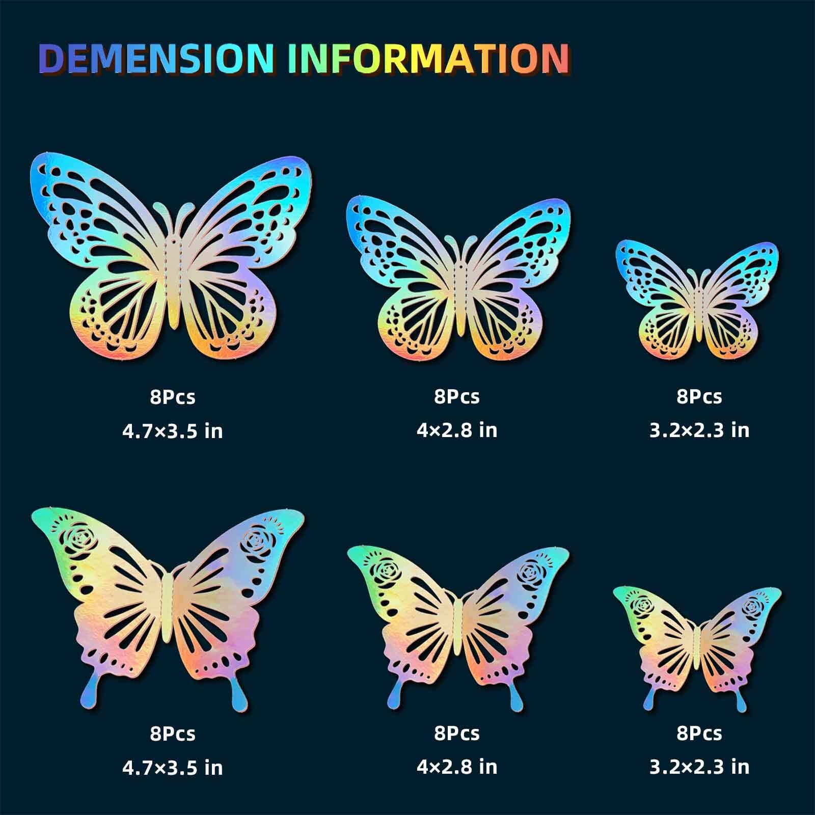 48 Pcs 3 Sizes Laser Butterfly Wall Decor for Birthday Baby Shower Cake Topper