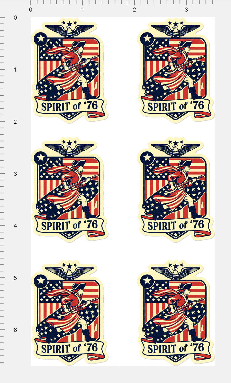 Spirit of 76 Custom Sticker 4" x 7" Sheet American Flag Revolutionary Soldier US