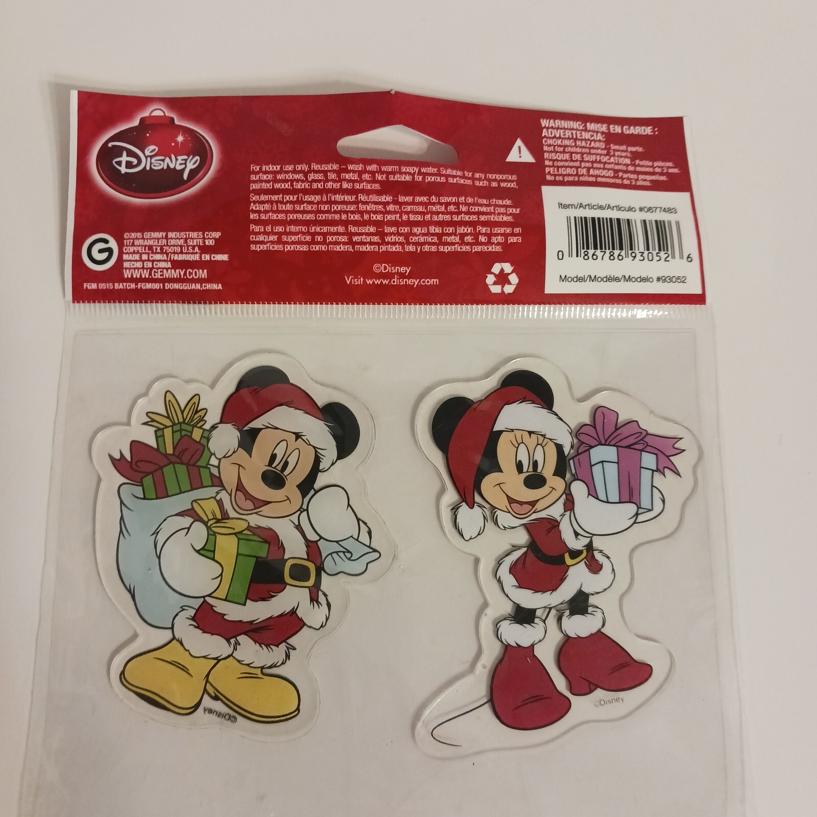 Gemmy Window Gel Clings Christmas Micky & Minnie & Donald Duck & Pluto NEW