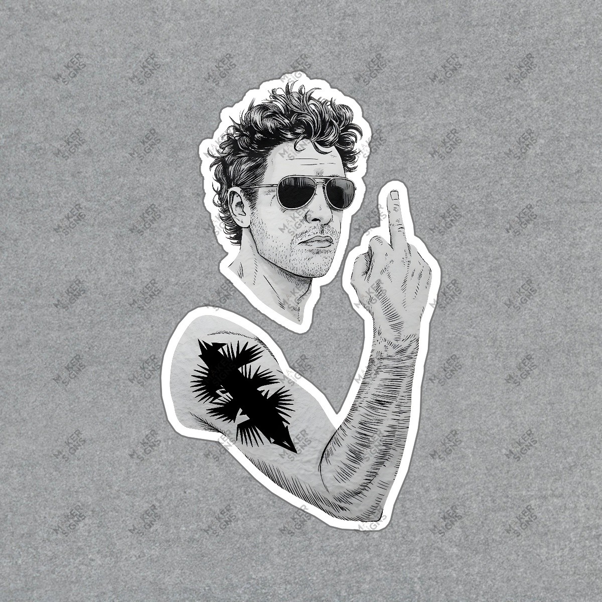 Bold Black and White Rebellious Art Print Defiant Gesture Wall Decor #7583