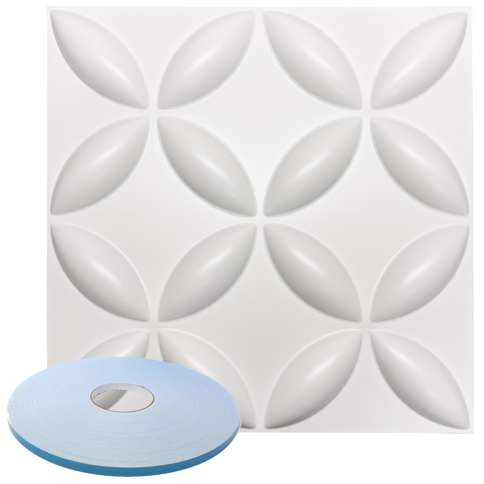 Star Textured Premium PVC 3d Wall Tile Panel 19.7" x 19.7" Pack of 12 White