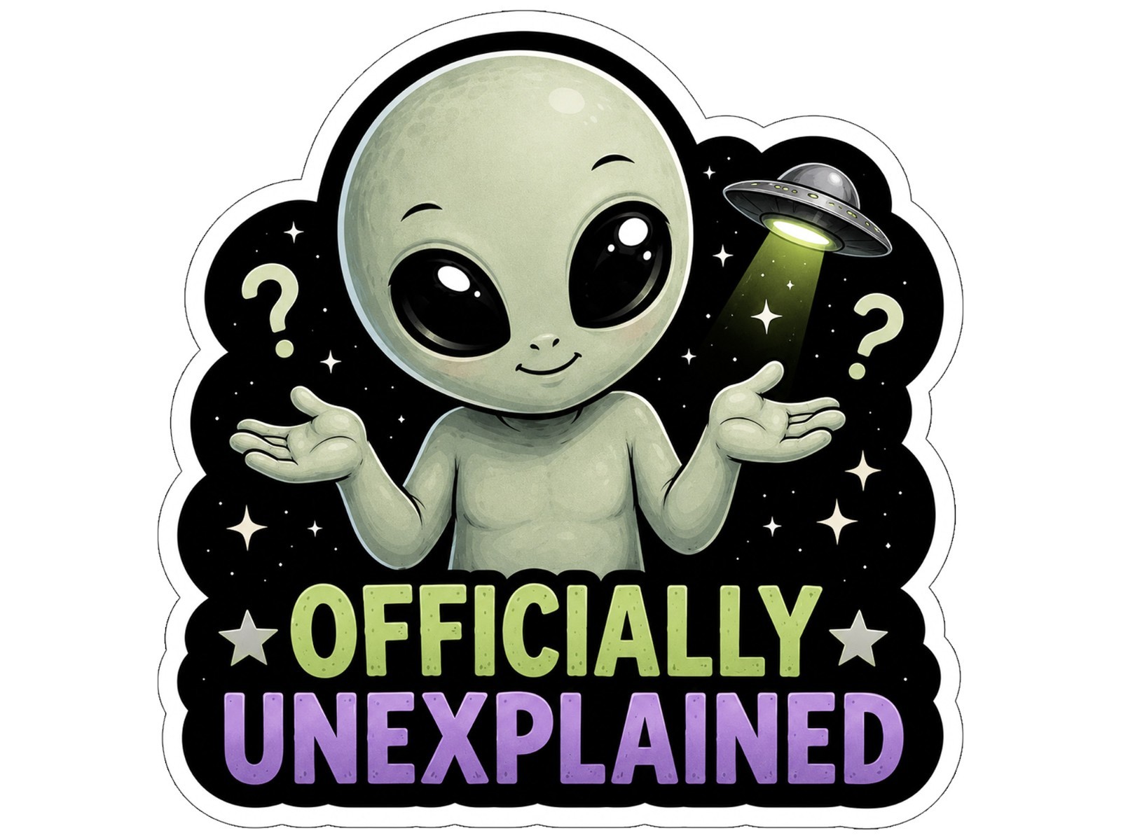 Alien Vinyl Decal Sticker UFO Space Sci Fi Laptop Window Binder Locker Cute