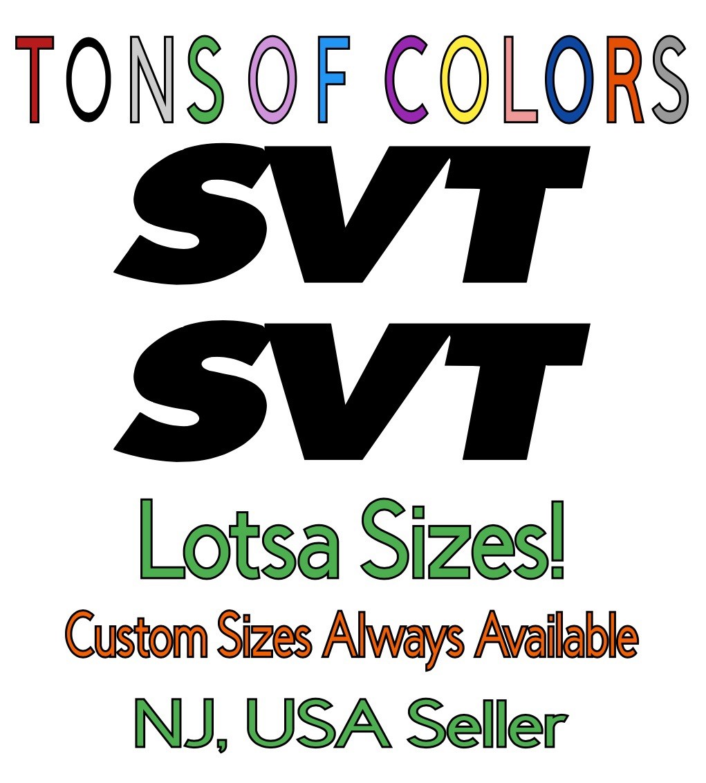 TWO Ford SVT Die Cut Vinyl Decals NOT FOR EMBLEMS Lightning Mustang COBRA