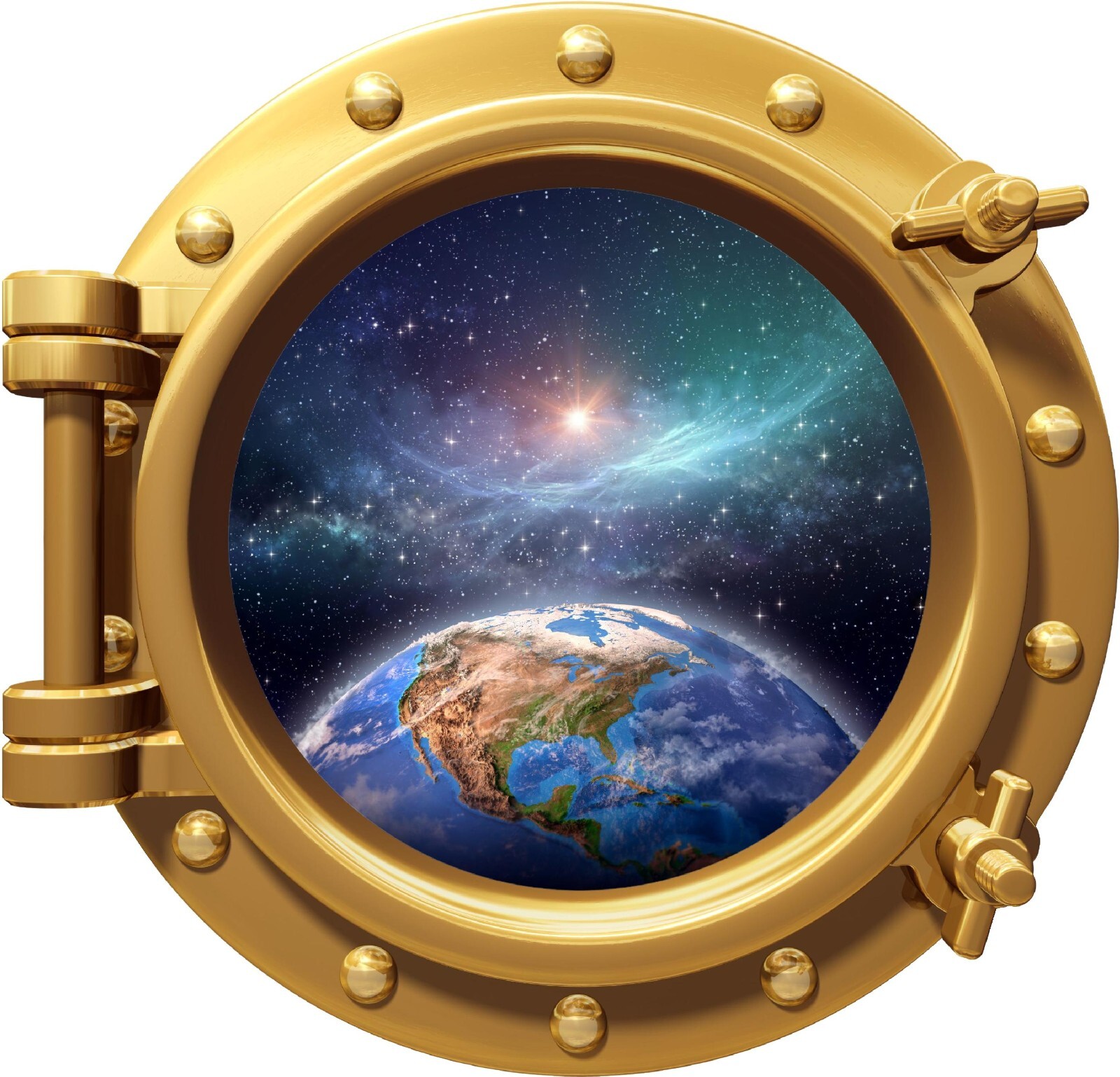 Cosmic Outer Space Porthole Sticker Explore Adventure 16"x16"