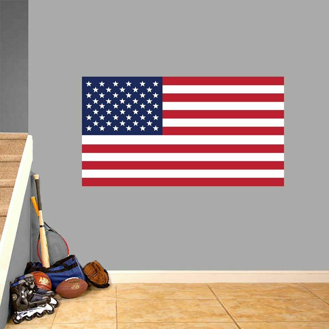 American Flag Printed Wall Decal – Patriotic Military Stars and Stripes Flags