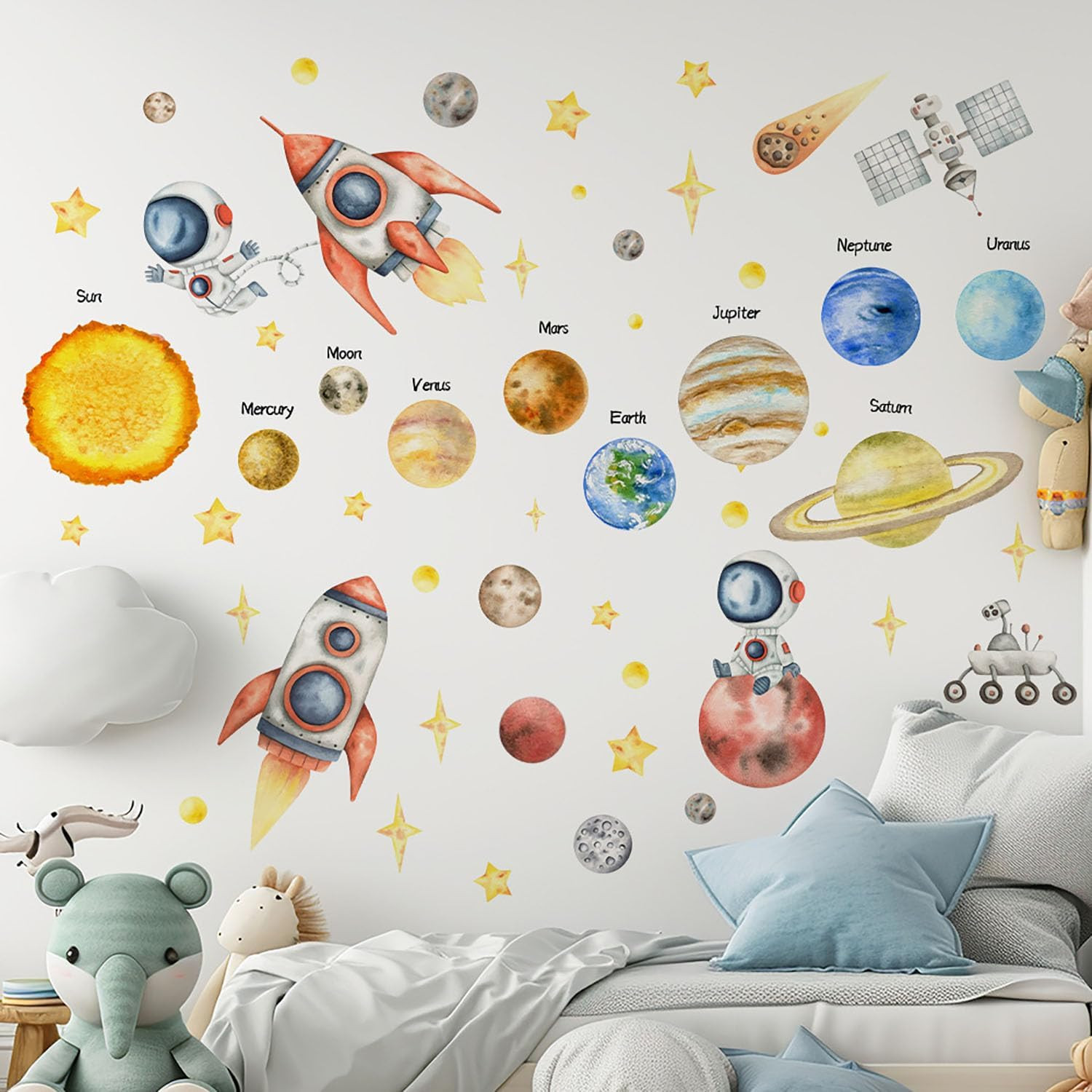 Glow in the Dark Stars and Planets Wall Decals 155 PCS for Ceiling Decor