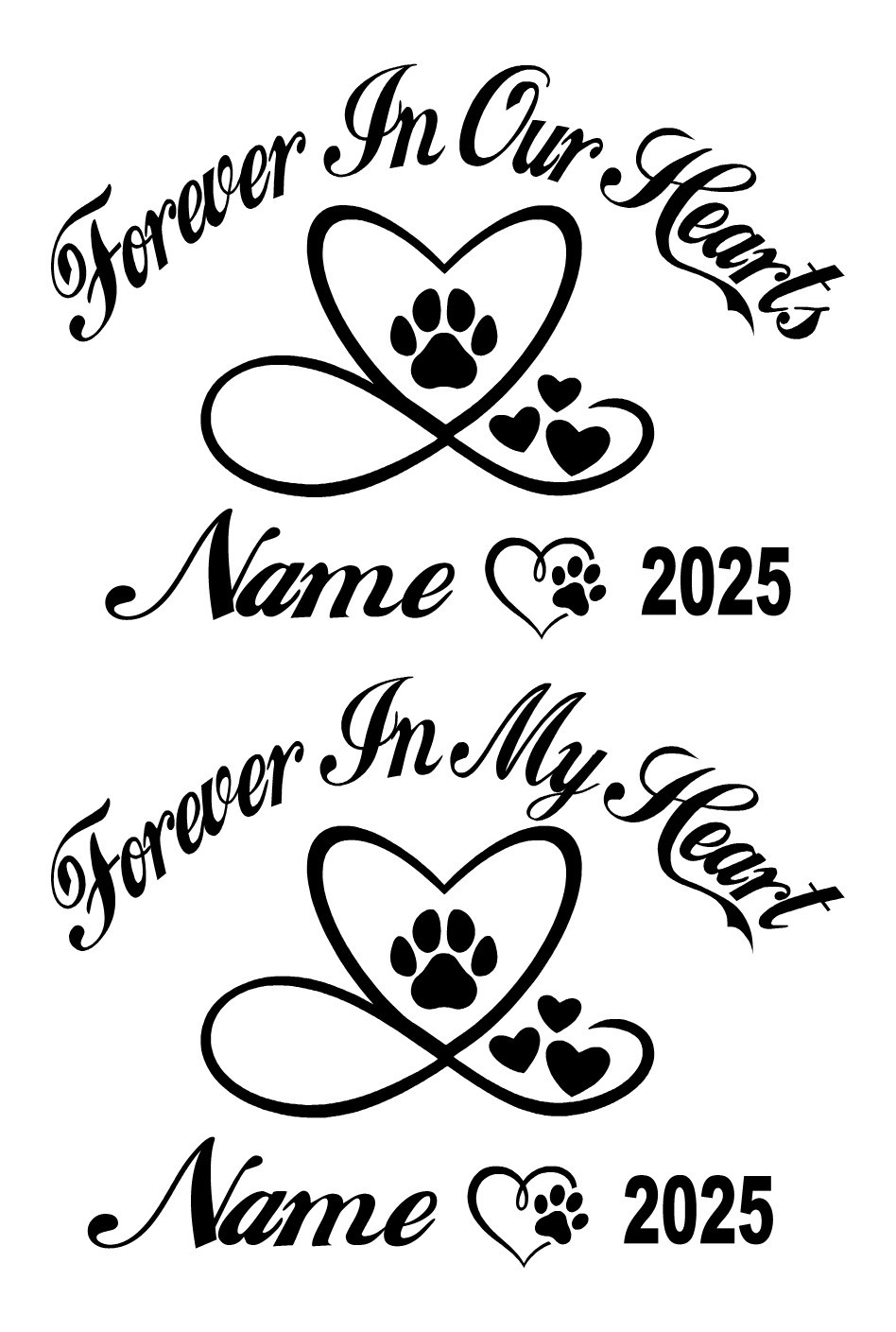 Pet Memorial Decal Personalized Dog Paw Print Forever Loved Vinyl Sticker #02