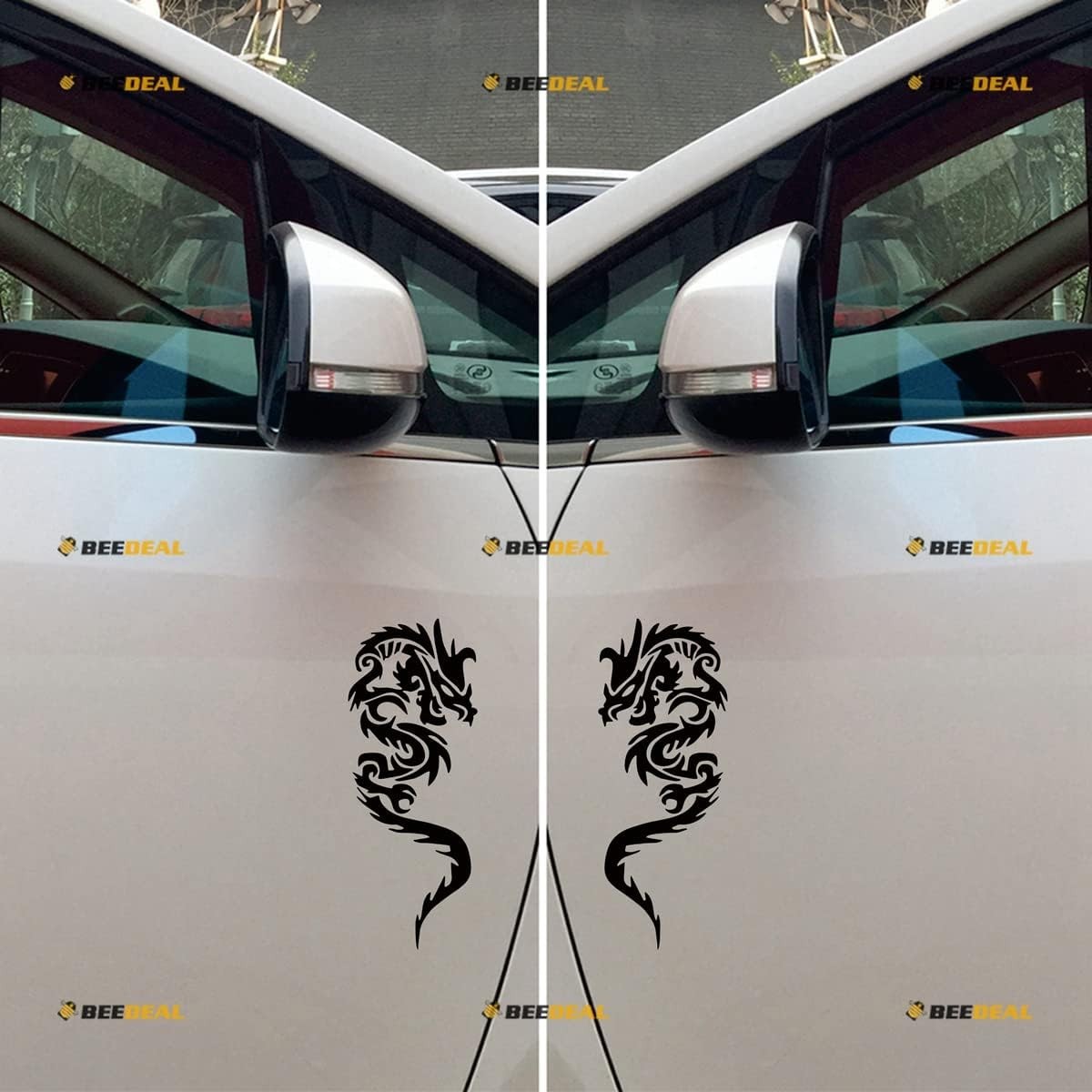 Chinese Dragon Decal Vinyl Sticker – Mirror Images Reversed – Pair Black 4 In…