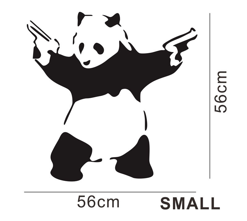 Large Banksy Panda With Pistols Vinyl Wall Decal Street Art Decor Home Sticker