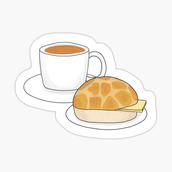 Hong Kong Style Pineapple Bun Milk Tea Breakfast Vinyl Decal Sticker
