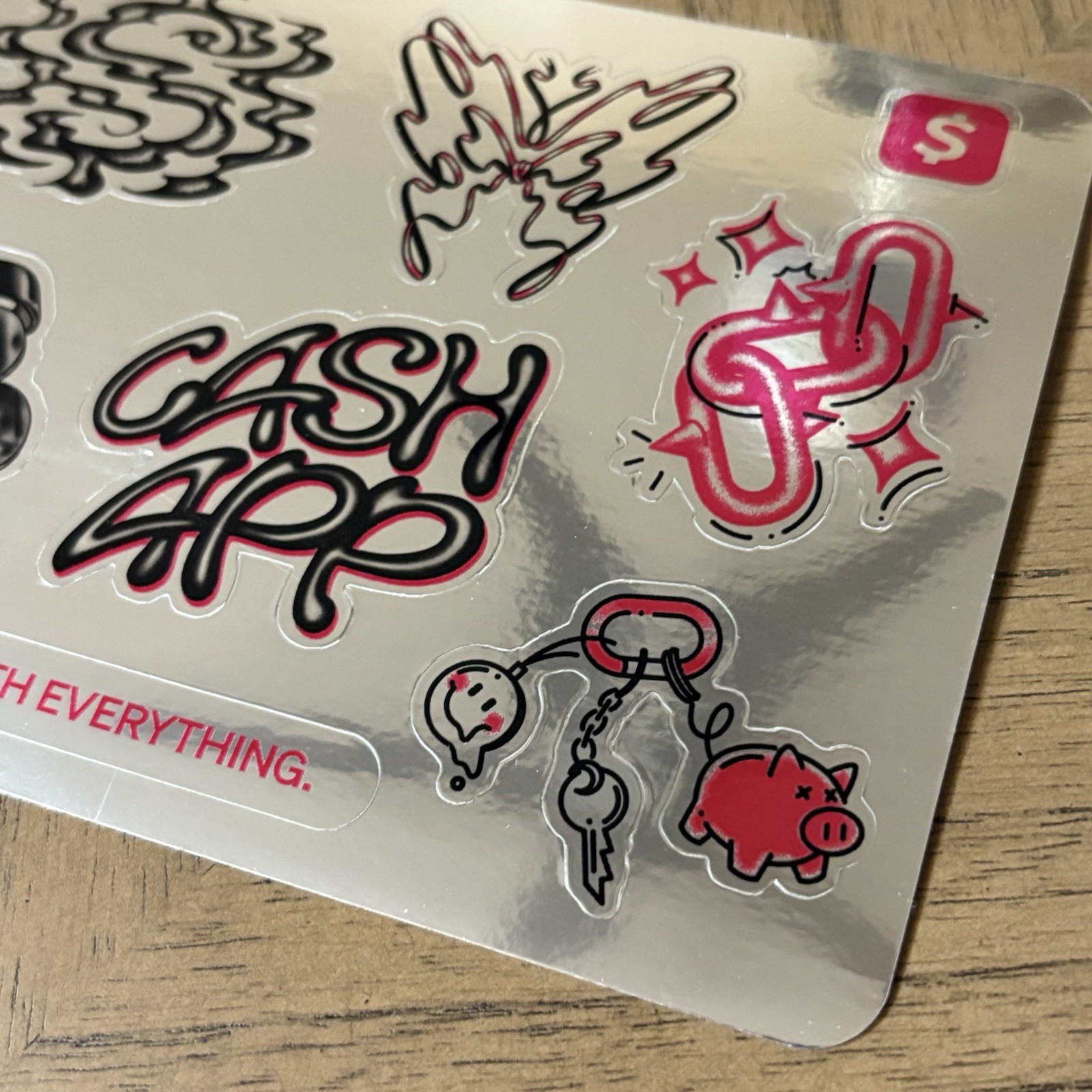 Cash App Debit Card Sticker Decals Sheet Pink Holographic Set 5.5” x 8.5”
