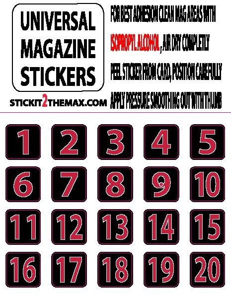 UNIVERSAL MARKING STICKERS BLACK/RED TEXT 1-20